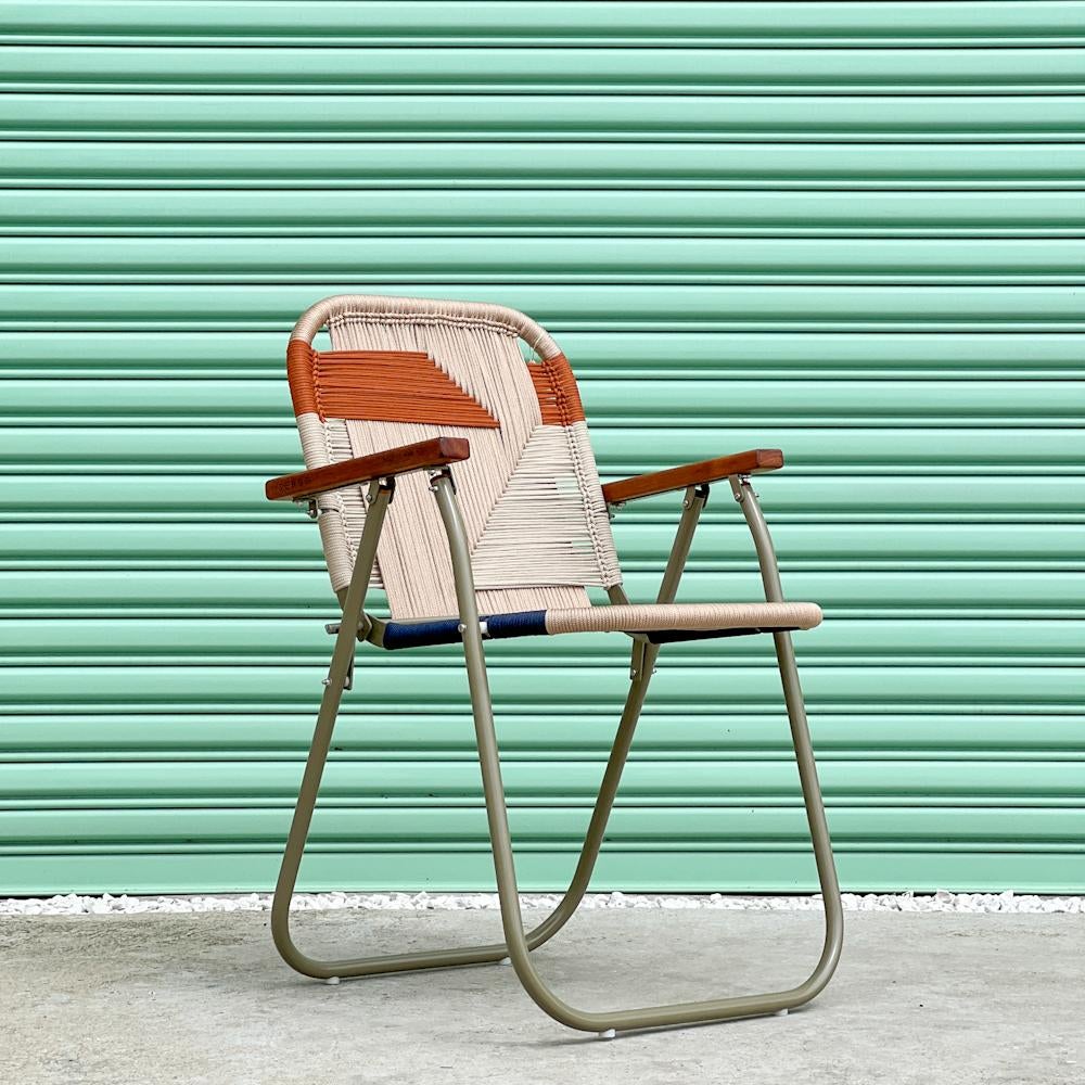 Brazilian Beach chair high Japú Trama 7  - Outdoor area Garden and Lawn Dengô Brasil For Sale