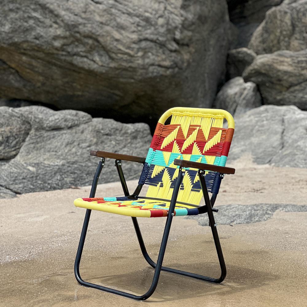 Beaded Beach chair Japú  Trama 10  yellow  - Outdoor area Garden and Lawn Dengô Brasil For Sale