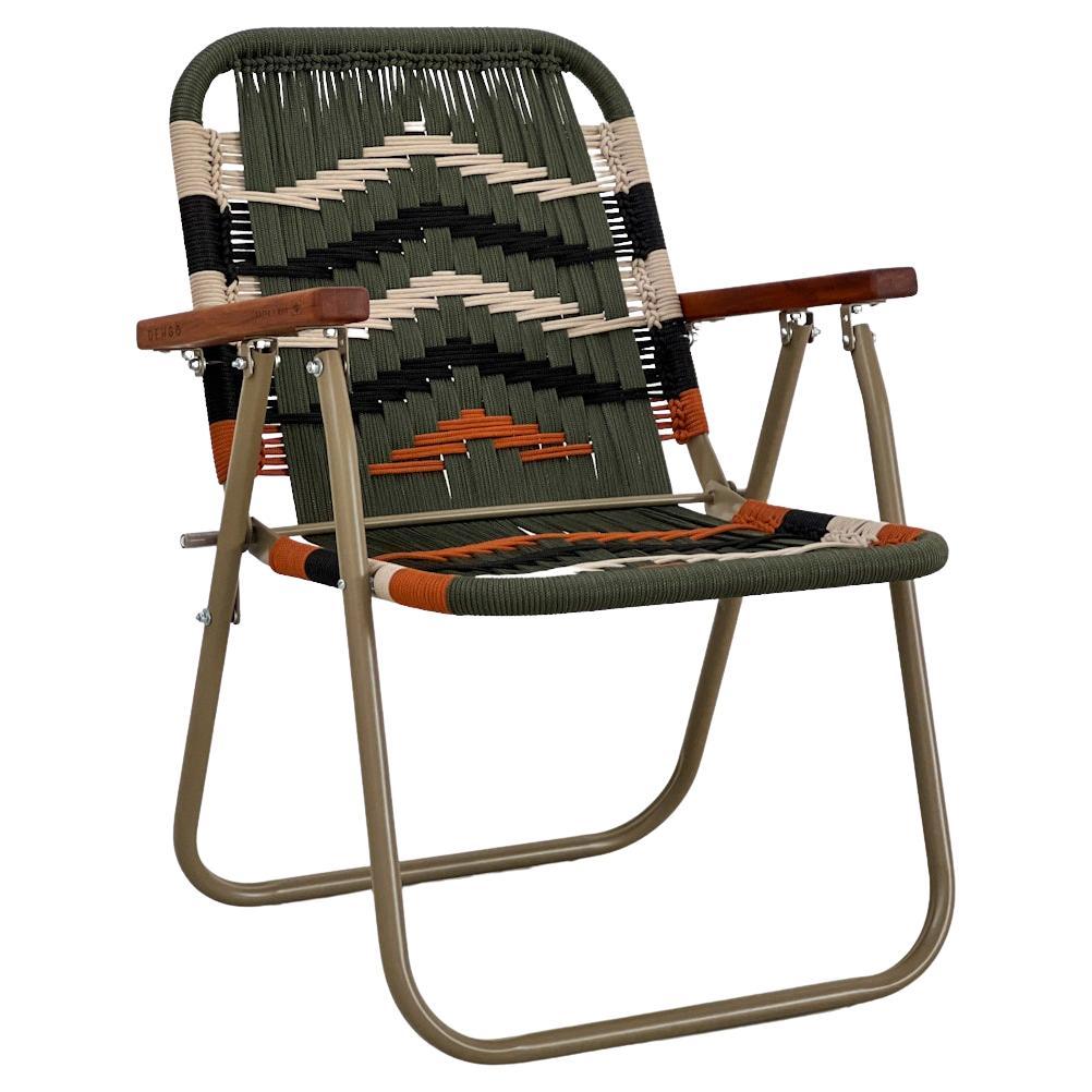 Beach chair Japú Trama 6 Musk green Outdoor area Garden and Lawn - Dengô Brasil For Sale