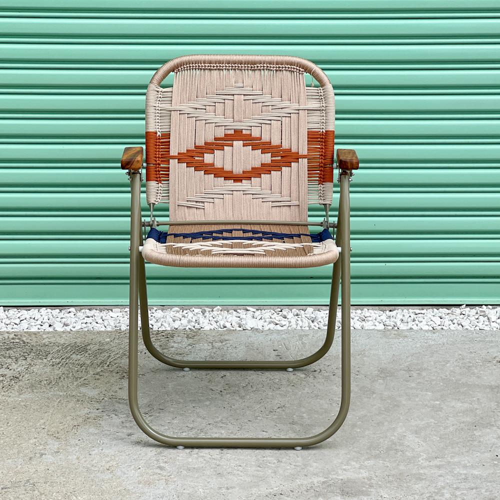 Brazilian Beach chair high Japú Trama 3  - Outdoor area Garden and Lawn Dengô Brasil For Sale