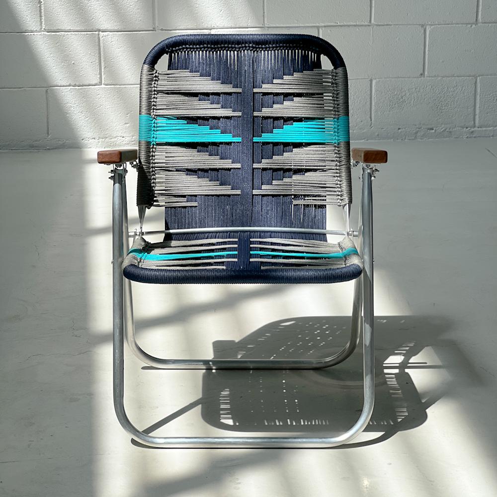 - Trama 5 - main color: navy - secundary color: silver, sapphire.
- structure color: natural aluminum

beach chair, country chair, garden chair, lawn chair, camping chair, folding chair, stylish chair, funky chair

DENGÔ -
A handmade work, which