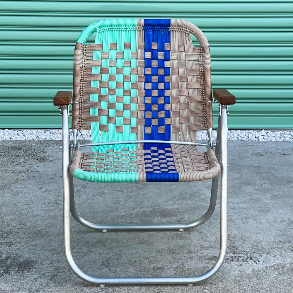 - Trama 9 - main color: baby green - secundary color: sand, champagne, cobalt.
- structure color: natural aluminum

beach chair, country chair, garden chair, lawn chair, camping chair, folding chair, stylish chair, funky chair

DENGÔ -
A handmade
