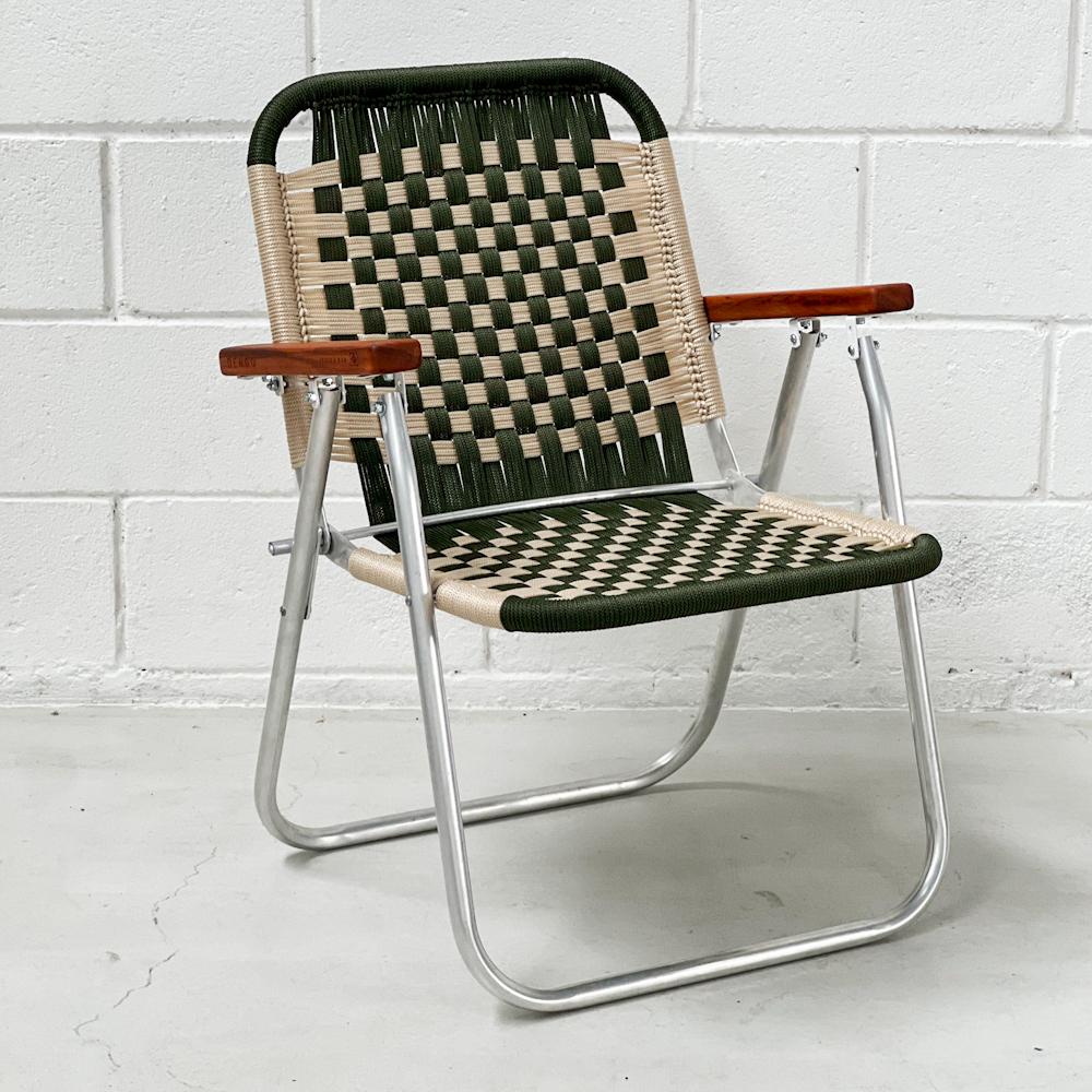 - Trama 9 - main color: sand second color: musk green.
structure color: natural Aluminum

beach chair, country chair, garden chair, lawn chair, camping chair, folding chair, stylish chair, funky chair

DENGÔ -
A handmade work, which takes all our