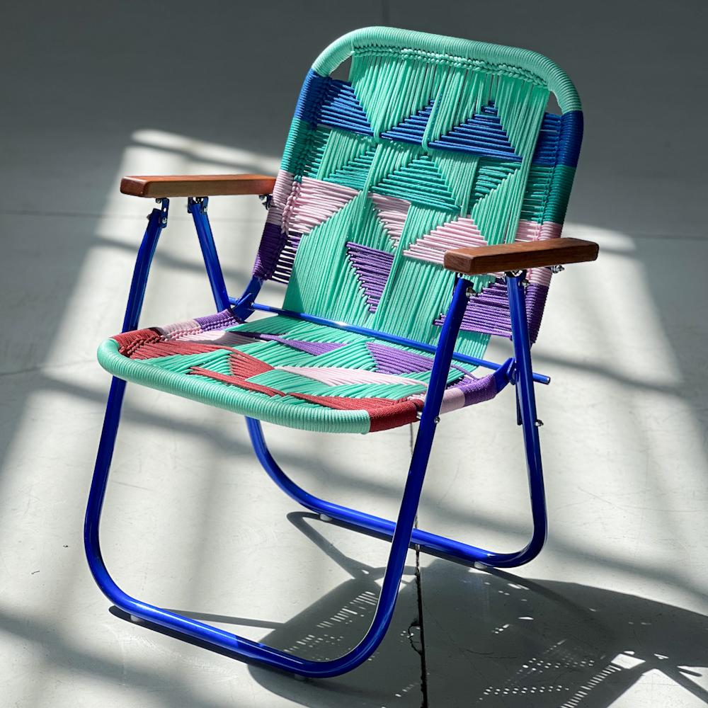 Brazilian Beach chair Japú Trama Azulê  - Outdoor area Garden and Lawn Dengô Brasil For Sale