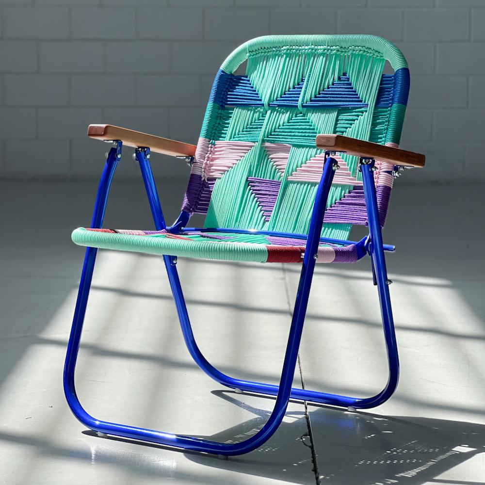 Embossed Beach chair Japú Trama Azulê  - Outdoor area Garden and Lawn Dengô Brasil For Sale