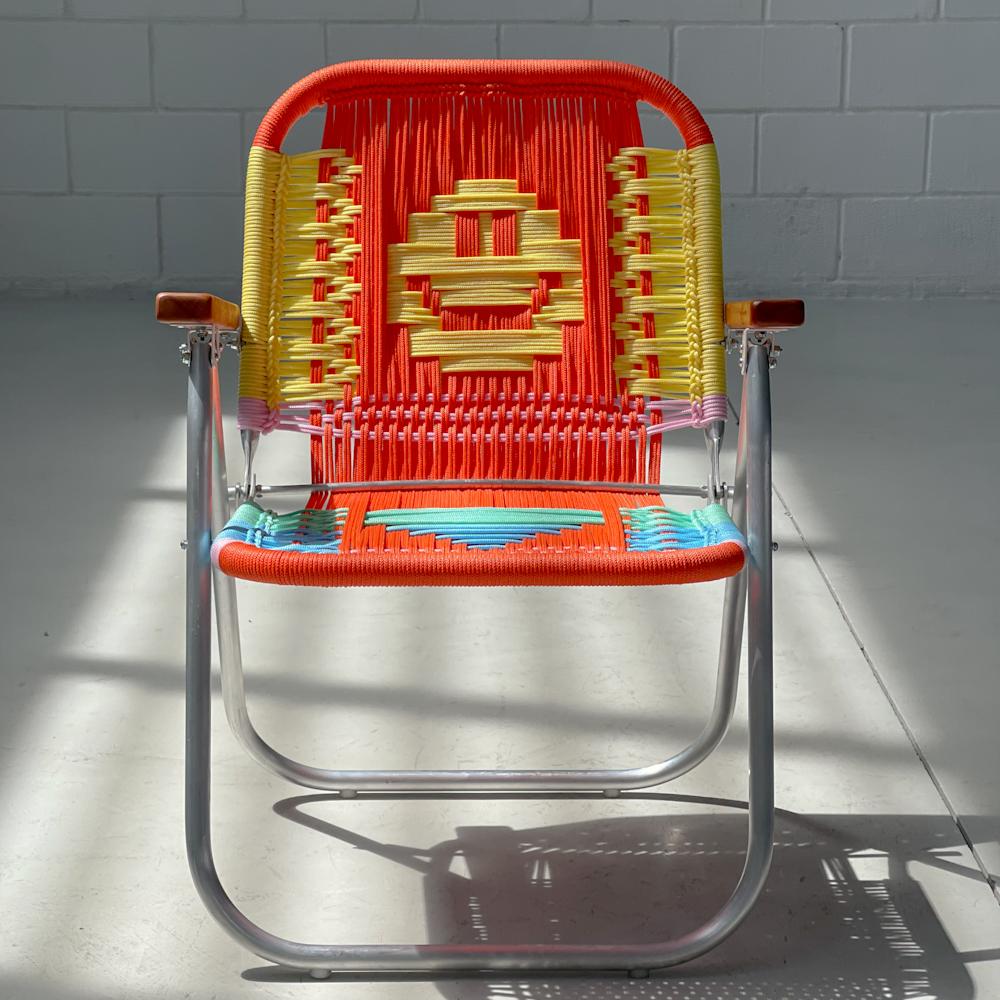 - Trama Smile - main color: orange - secundary color: baby yellow, baby pink, baby blue, baby green.
- structure color: natural aluminum

beach chair, country chair, garden chair, lawn chair, camping chair, folding chair, stylish chair, funky