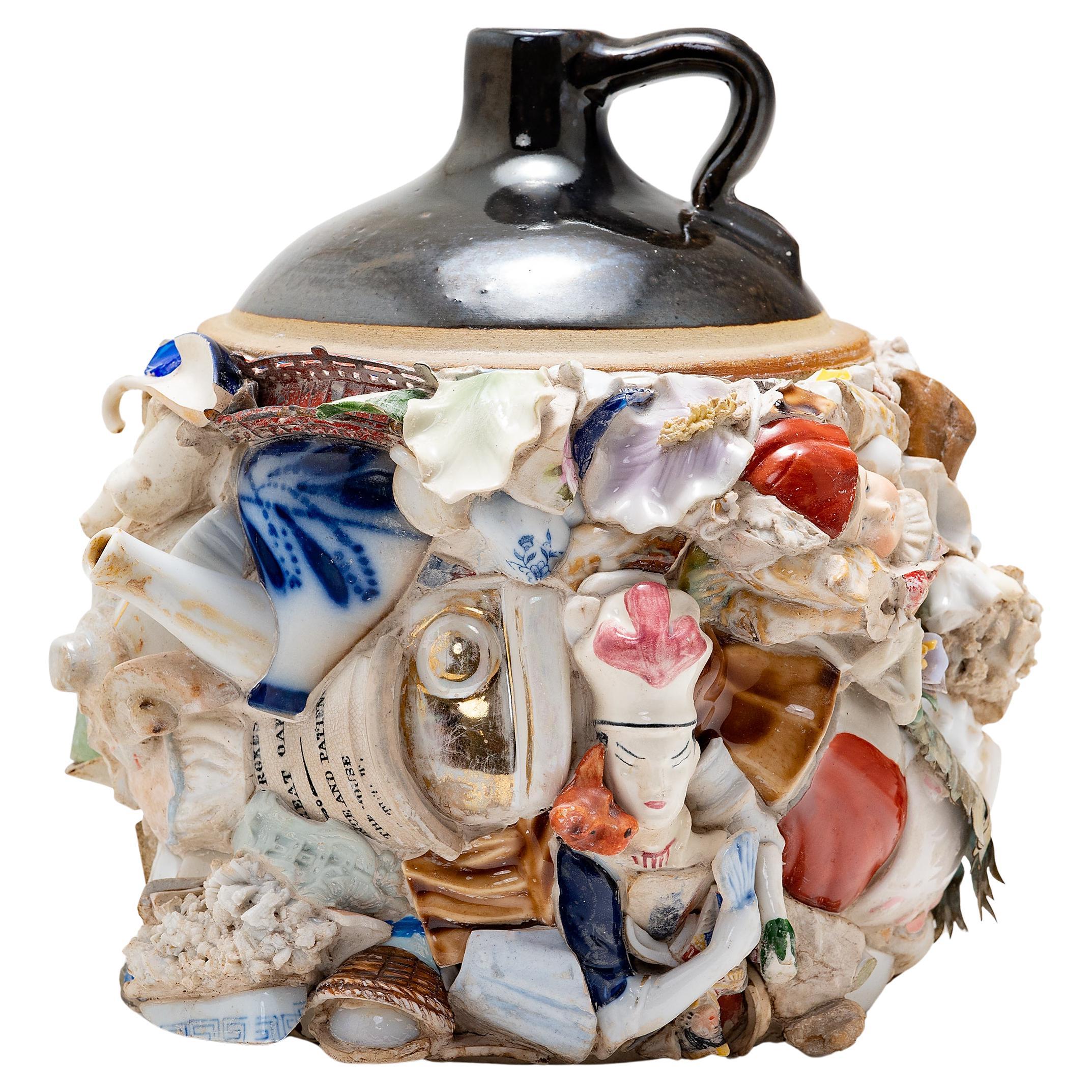 "Beach-Combed Mochaware" Memory Jug by Michael Thompson