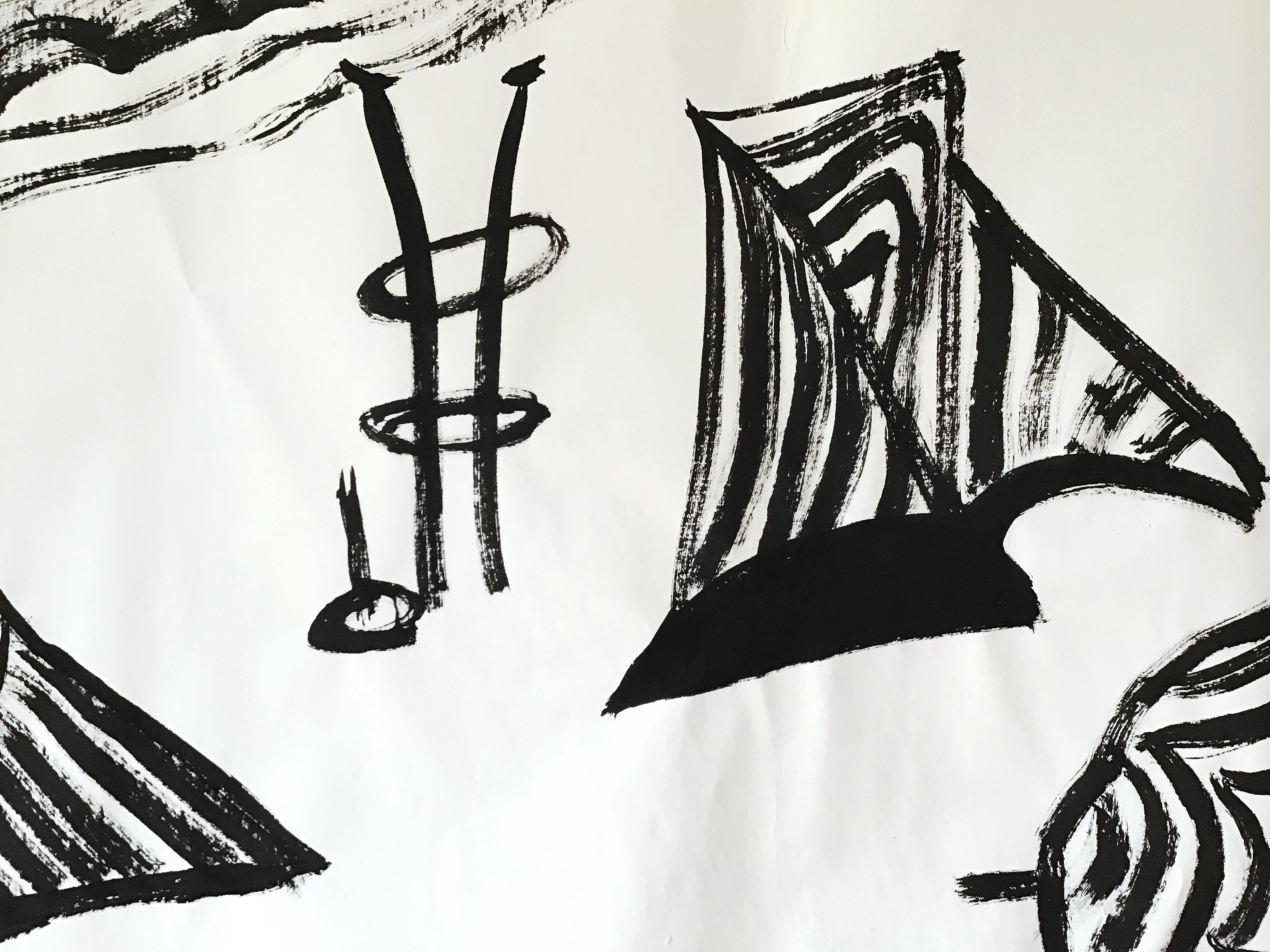 BEACH - Contemporary Japanese Calligraphy by Dai Okumura In Fair Condition For Sale In Chiba, JP