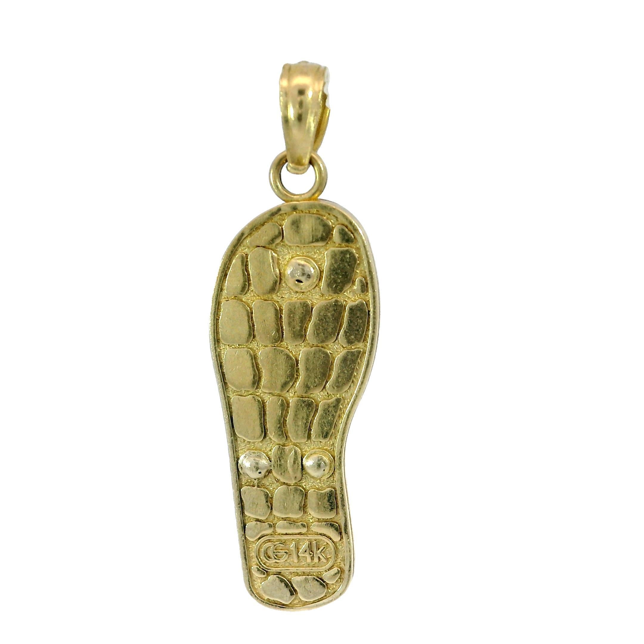 Pendentif tong de plage en émail jaune 14 carats Bon état - En vente à Fairfield, CT
