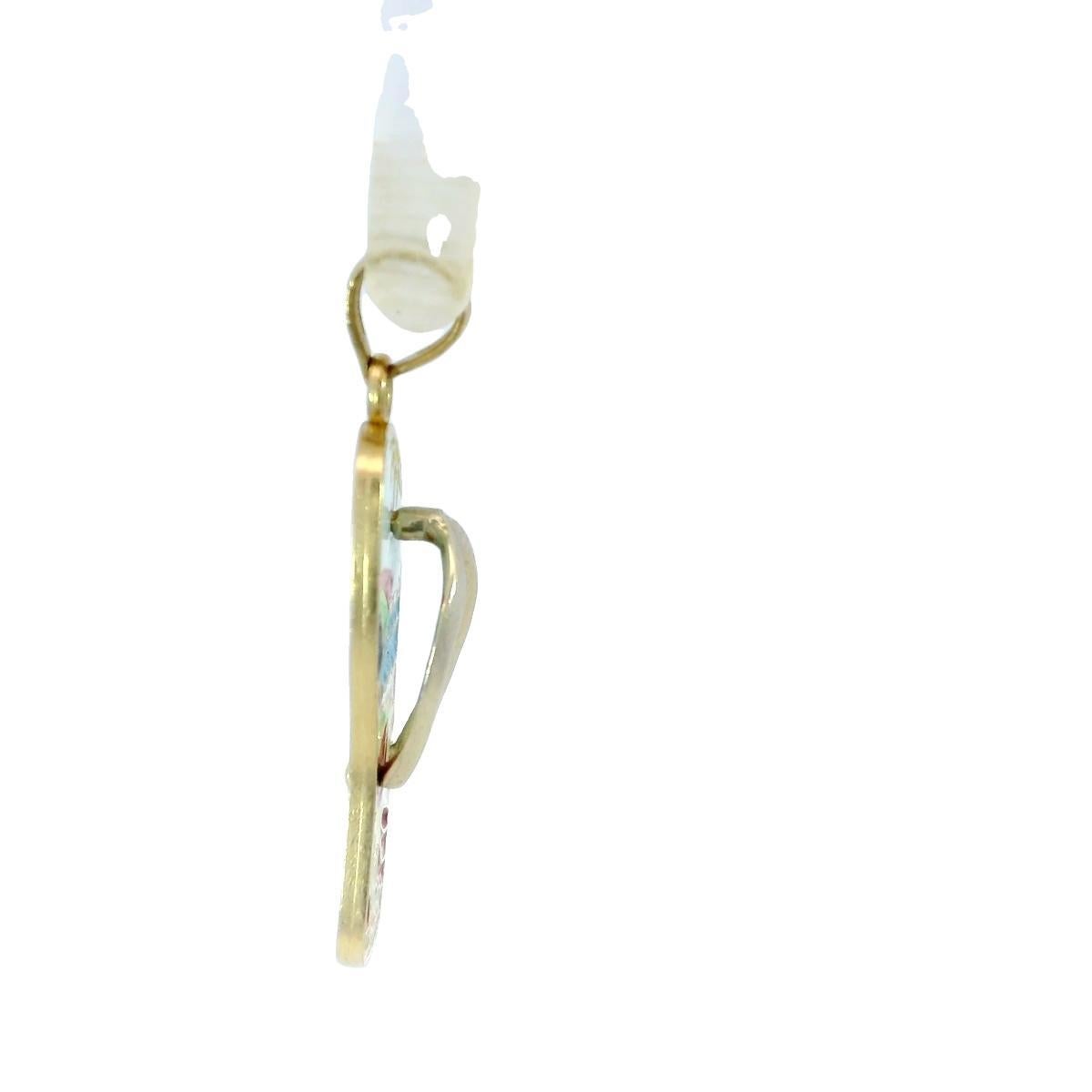 Pendentif tong de plage en émail jaune 14 carats Unisexe en vente