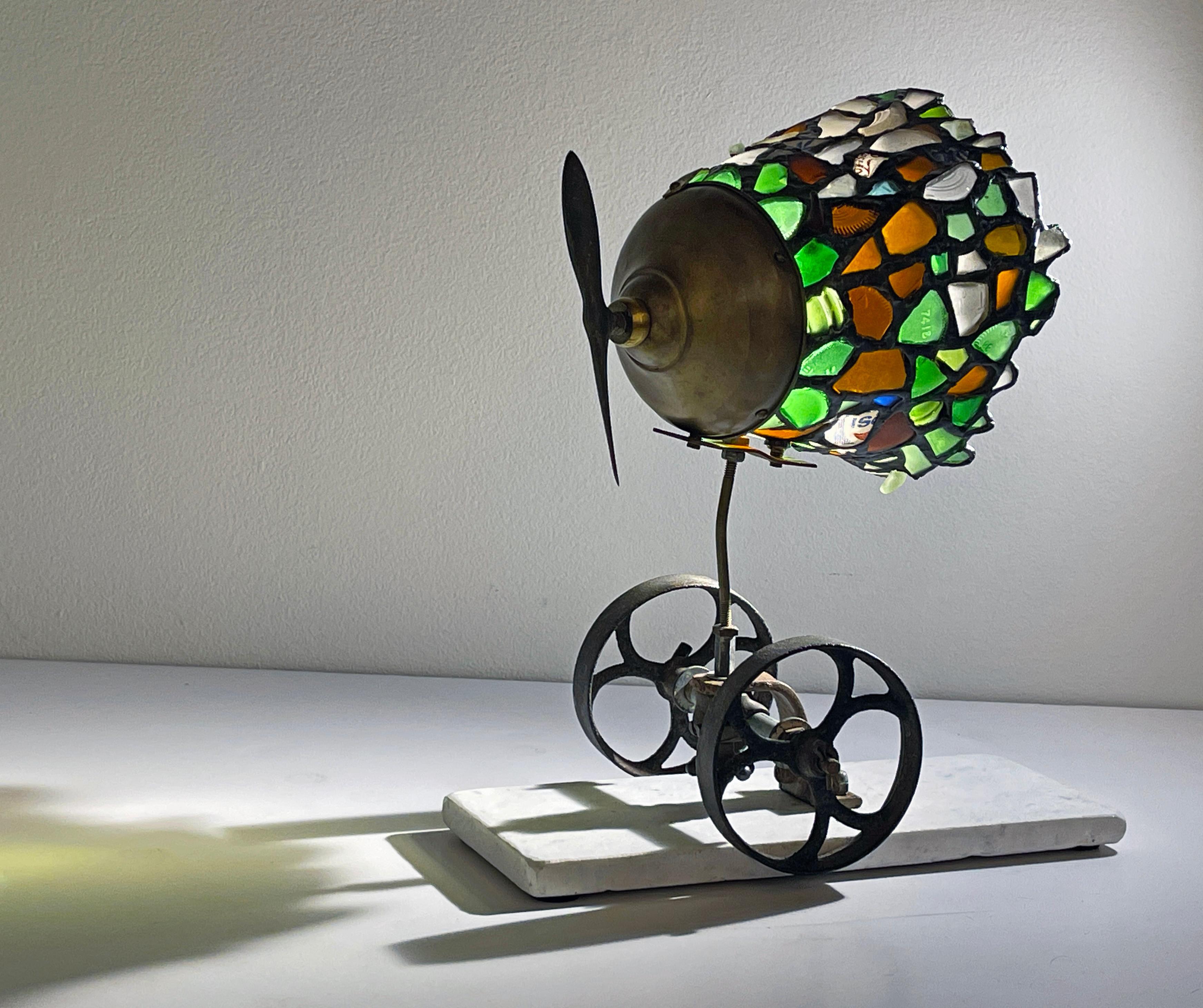 Beach Glass and Found Object Lamp Sculpture Made Using Copper Foil ...