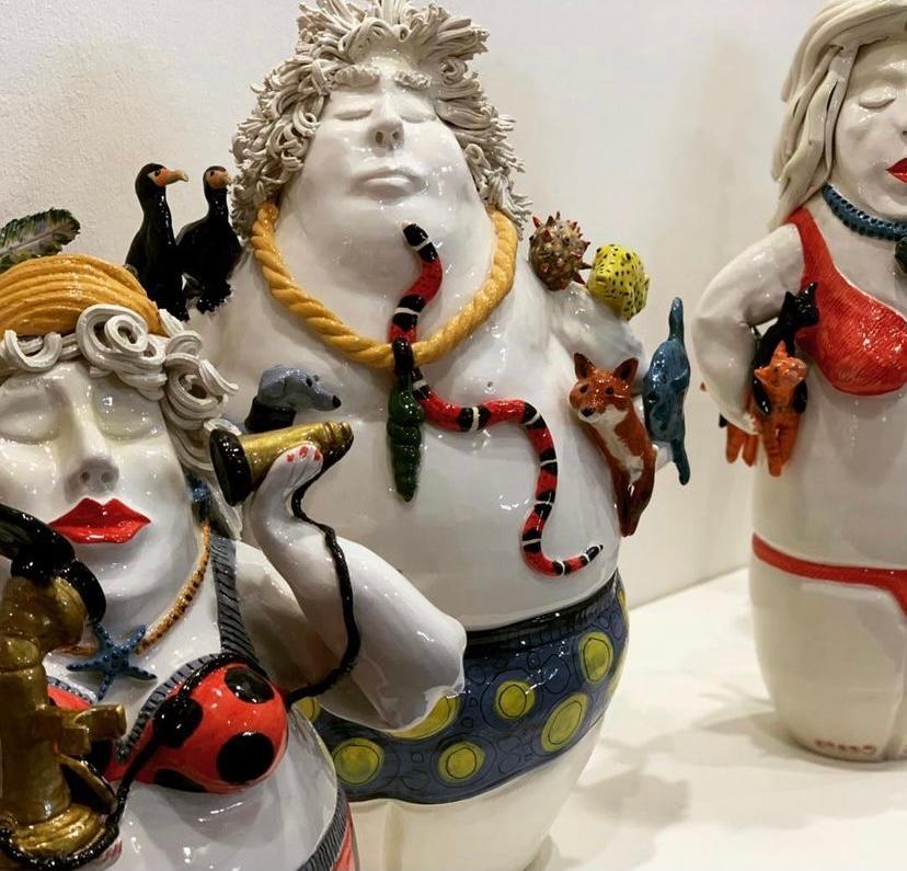 Italian Beach Lover Decorative Ceramic Centerpiece, Handmade Italy, 2020, Hand-Crafted For Sale