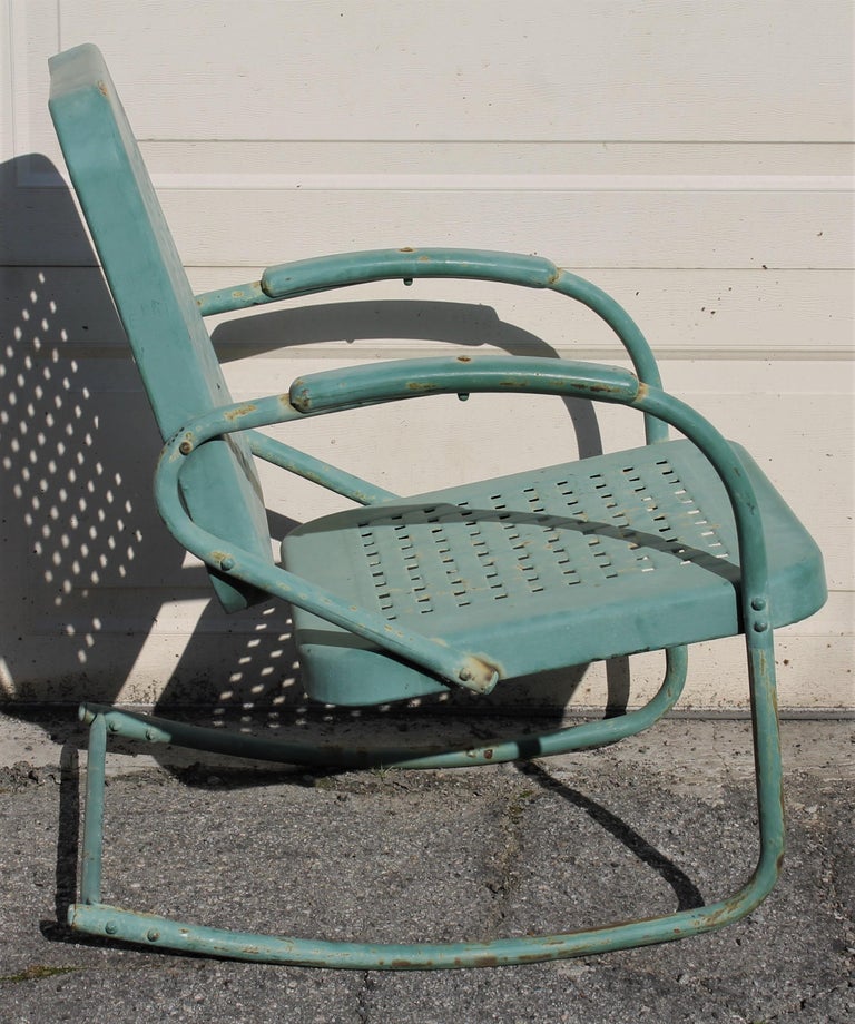 Beach or Lawn Rocking Chair in Original Painted Surface