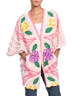 Beach robe cocoon made from mid century cotton chenille