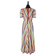 Beach Robe in multicolor cotton thread  with short sleeves Circa 1940