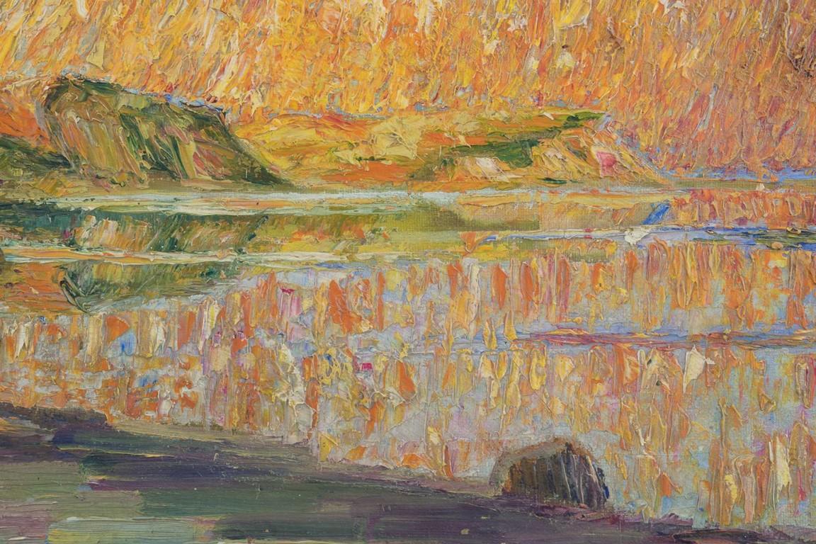 Strandszene mit Klippen. Im Stil von Georges Lemmen. Öl auf Leinwand, 1911 (Belgisch) im Angebot
