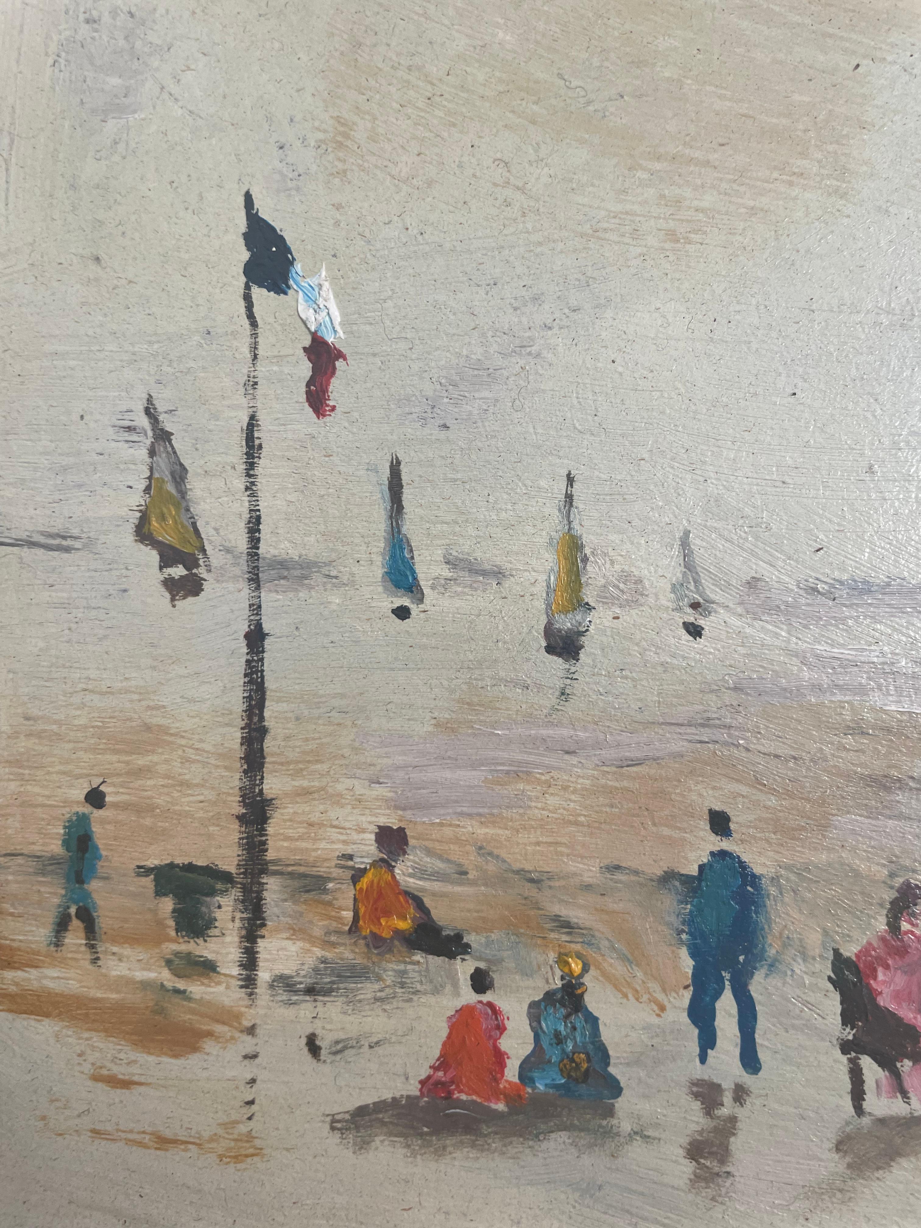 Français Peinture à l'huile impressionniste « Beach Shore » de Georges Richaud en vente