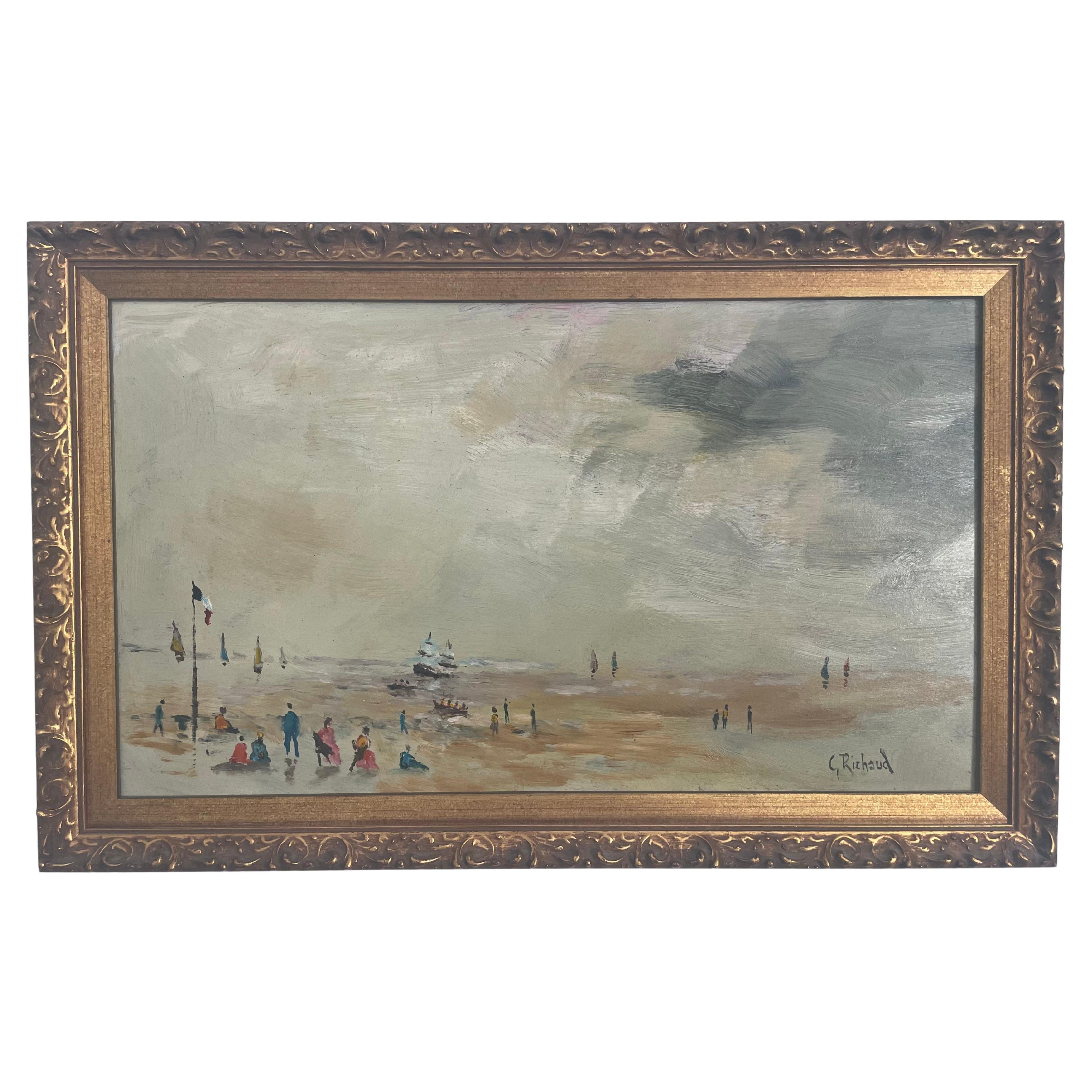 Peinture à l'huile impressionniste « Beach Shore » de Georges Richaud