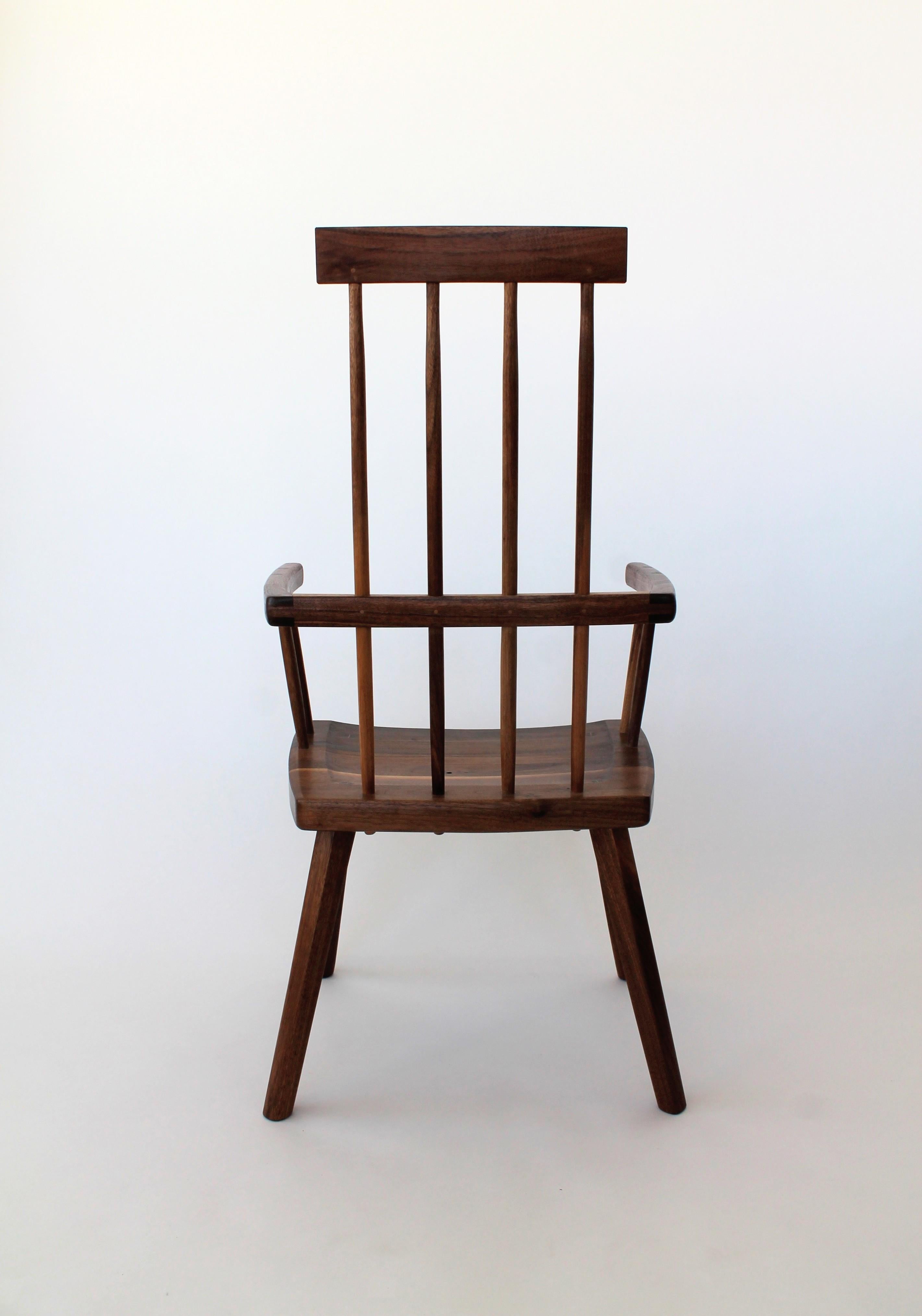 Folk Art Beachcomber Spindle Back Chair in Walnut in Stock For Sale