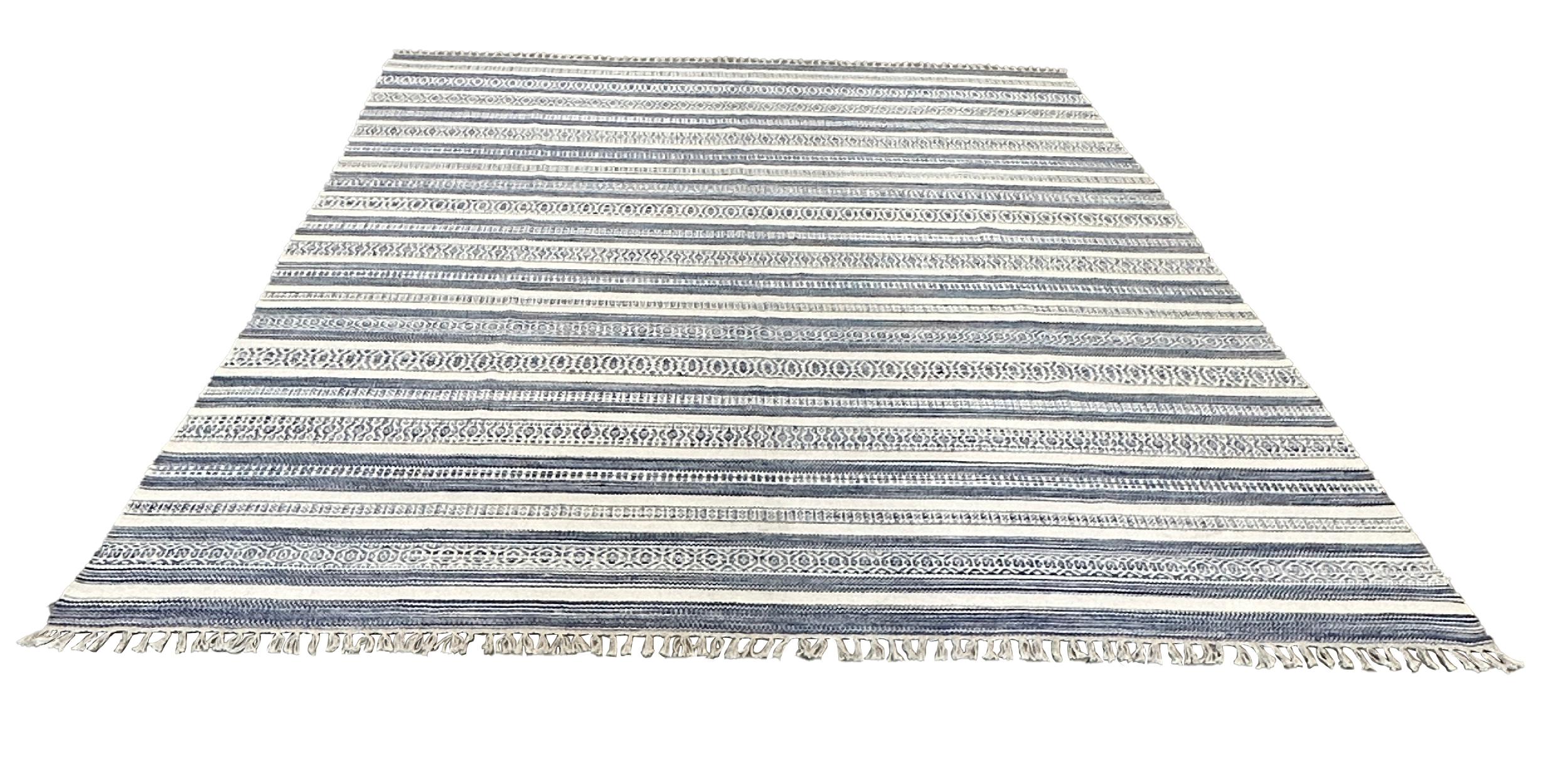 Lana Rug & Kilim 8x10 Beachy blu e bianco in vendita