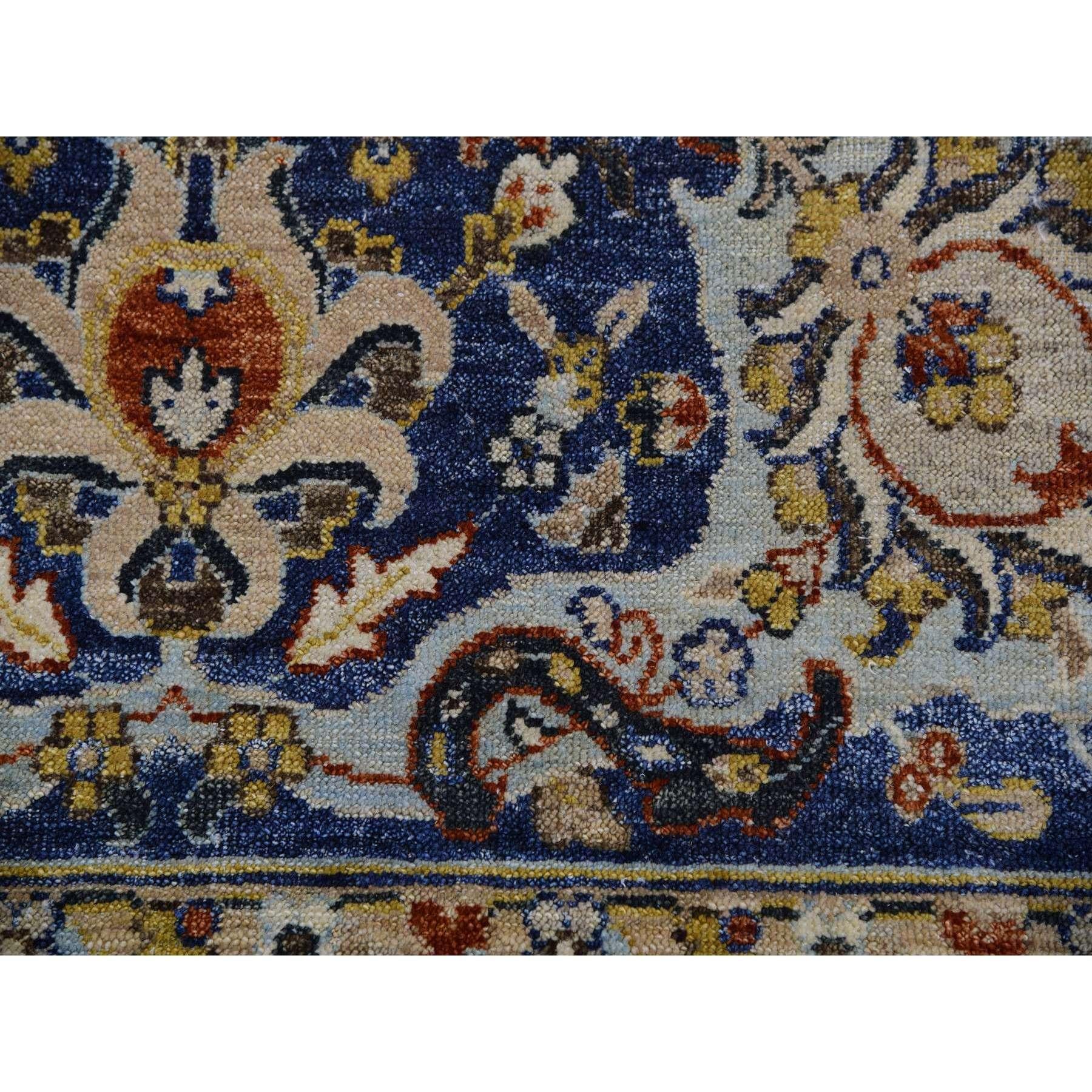 Beacon Blue Antiker persischer Isphahan inspirierter handgeknüpfter Wollteppich 9'x12'3