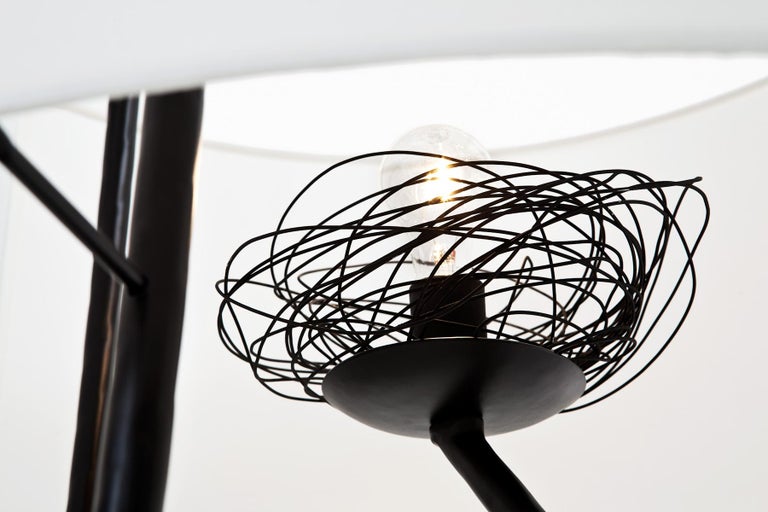 Beacon Floor Lamp with Linen Shade and Satin Black Frame by Powell and