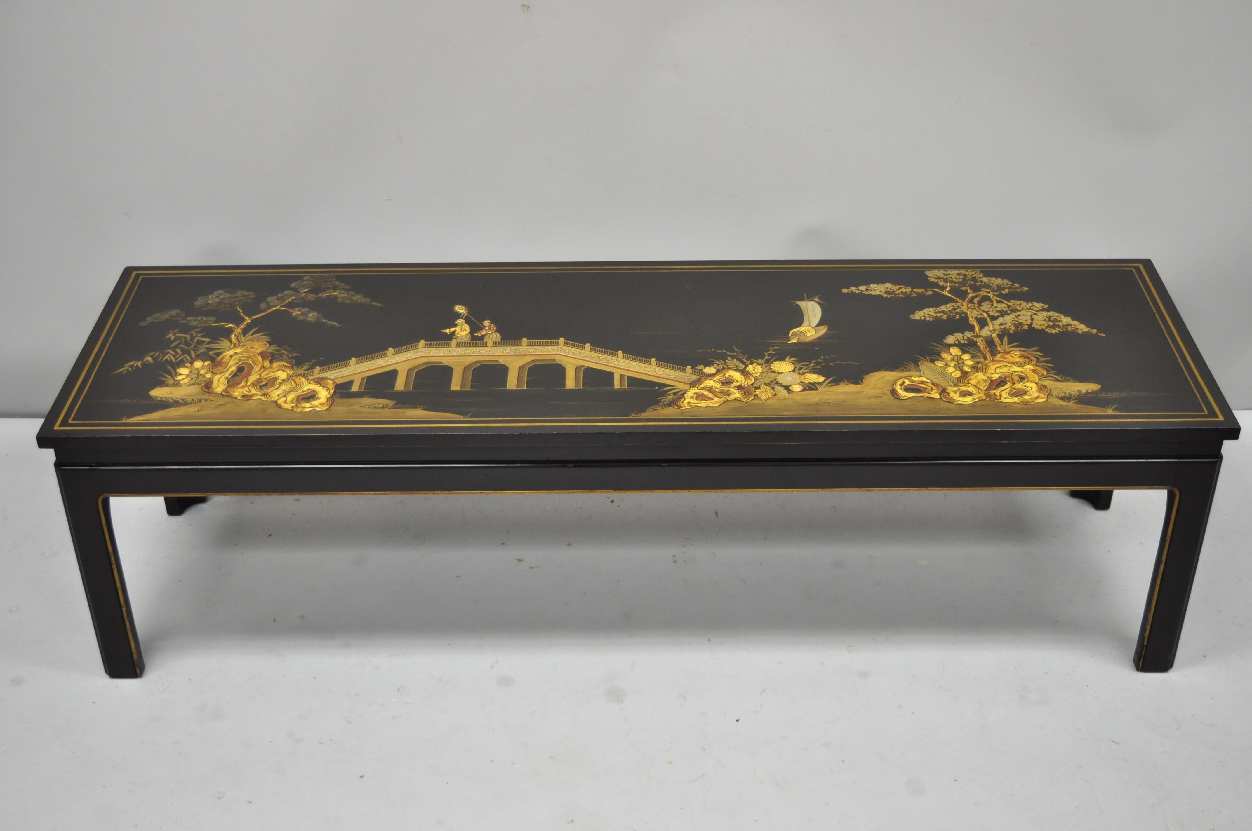 Beacon Hill Collection George III Chinoiserie Black Lacquer Painted Coffee Table 4