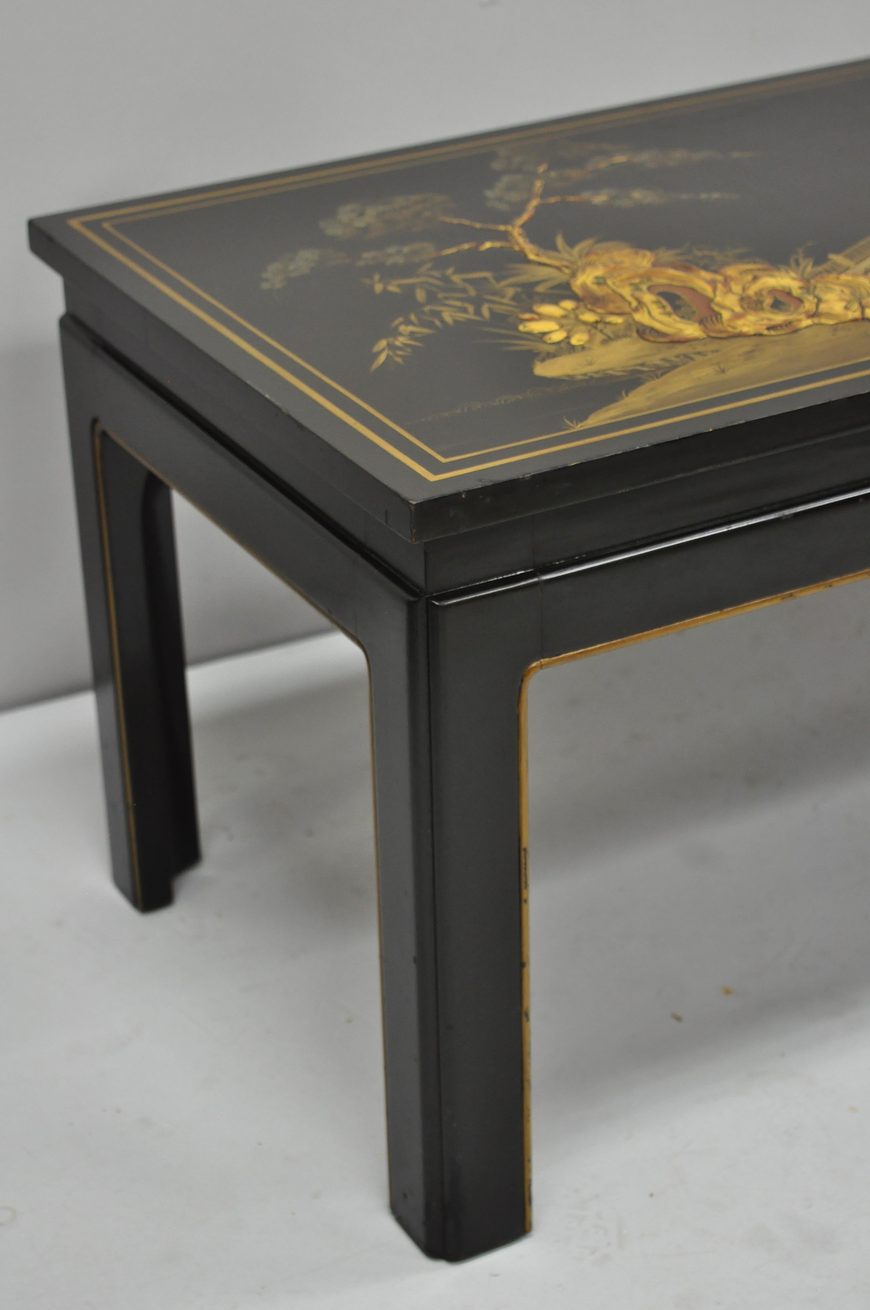 Wood Beacon Hill Collection George III Chinoiserie Black Lacquer Painted Coffee Table