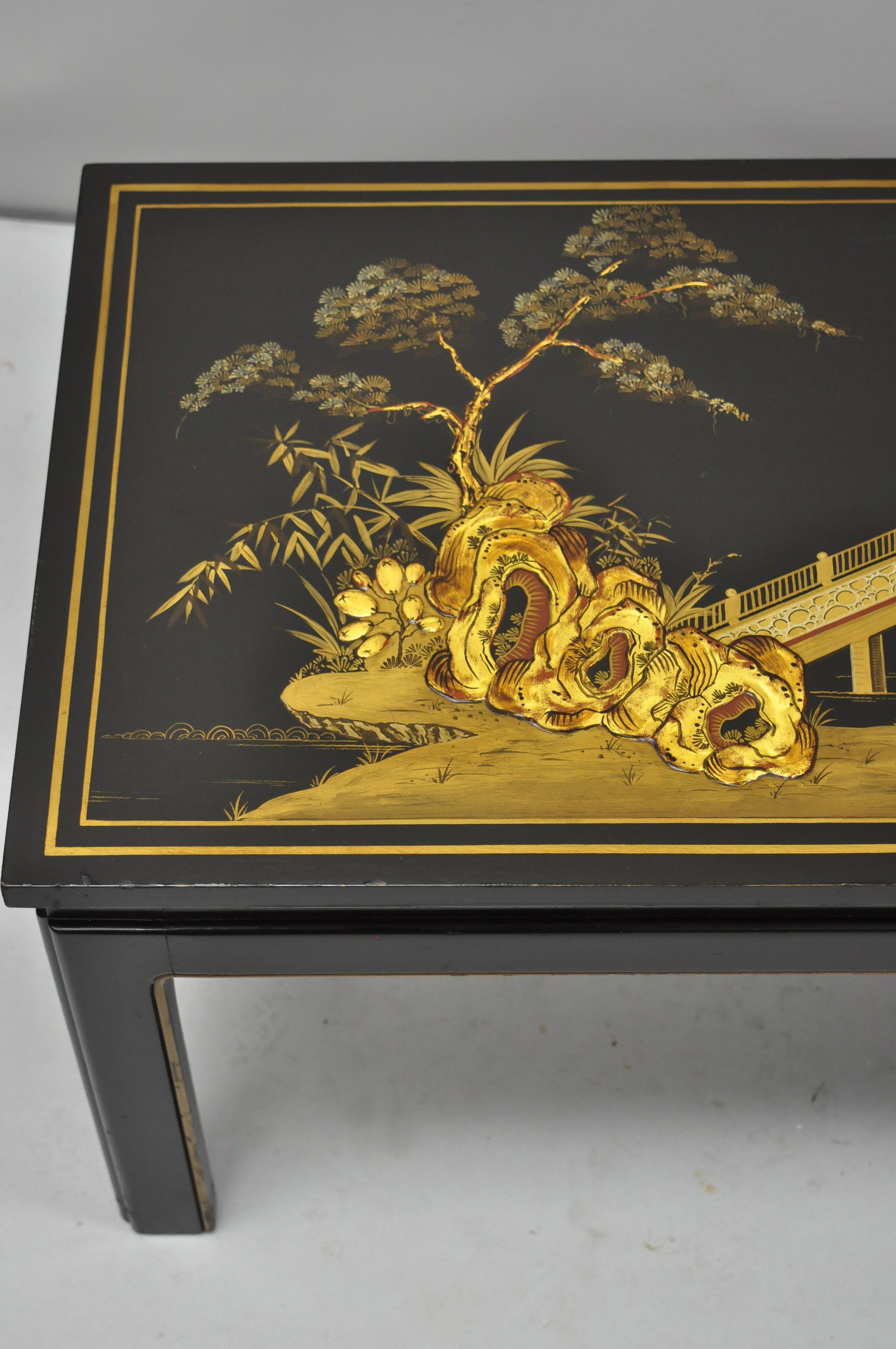 Beacon Hill Collection George III Chinoiserie Black Lacquer Painted Coffee Table 1