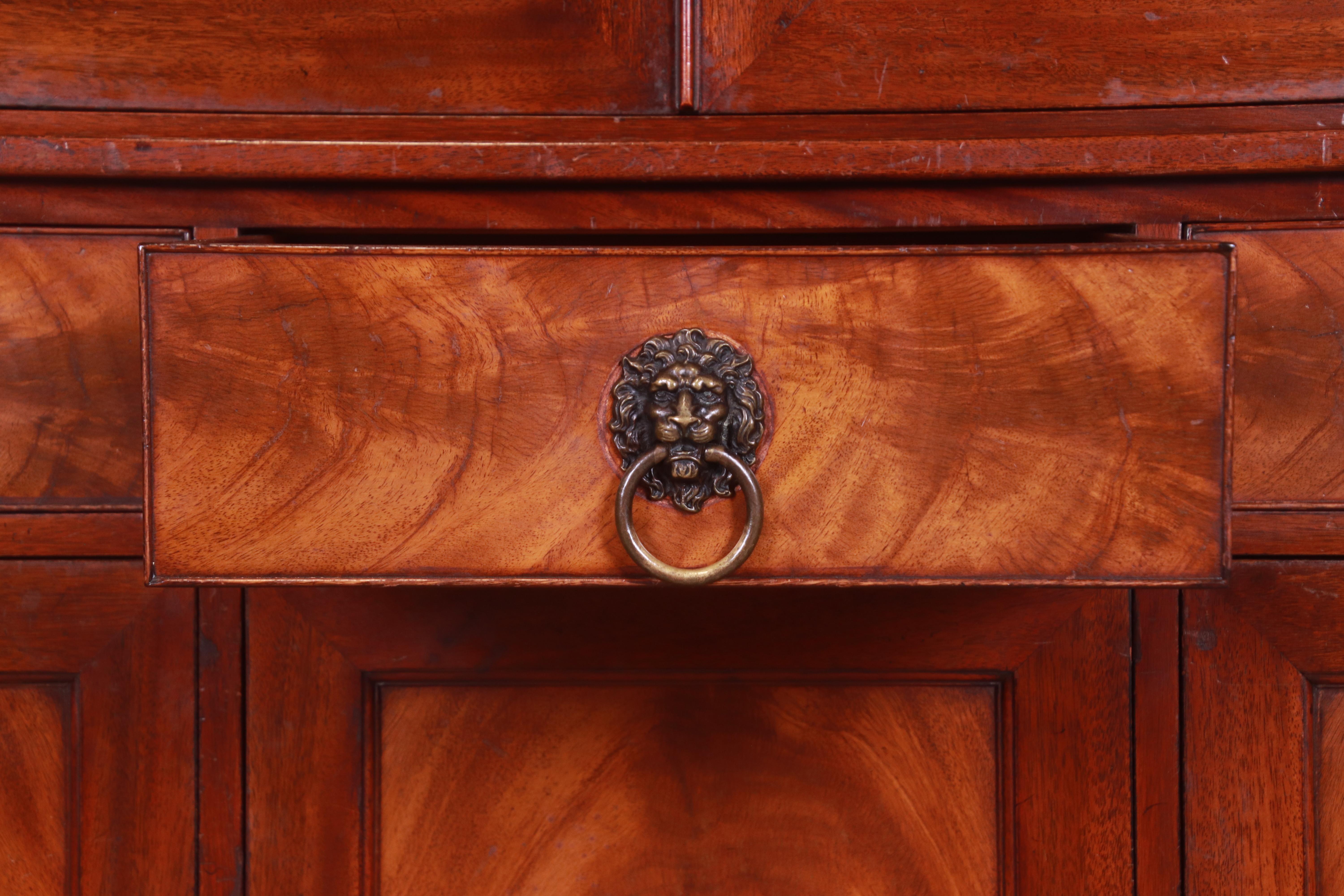 Beacon Hill Collection Georgian Flame Mahogany Breakfront Bookcase Cabinet 5