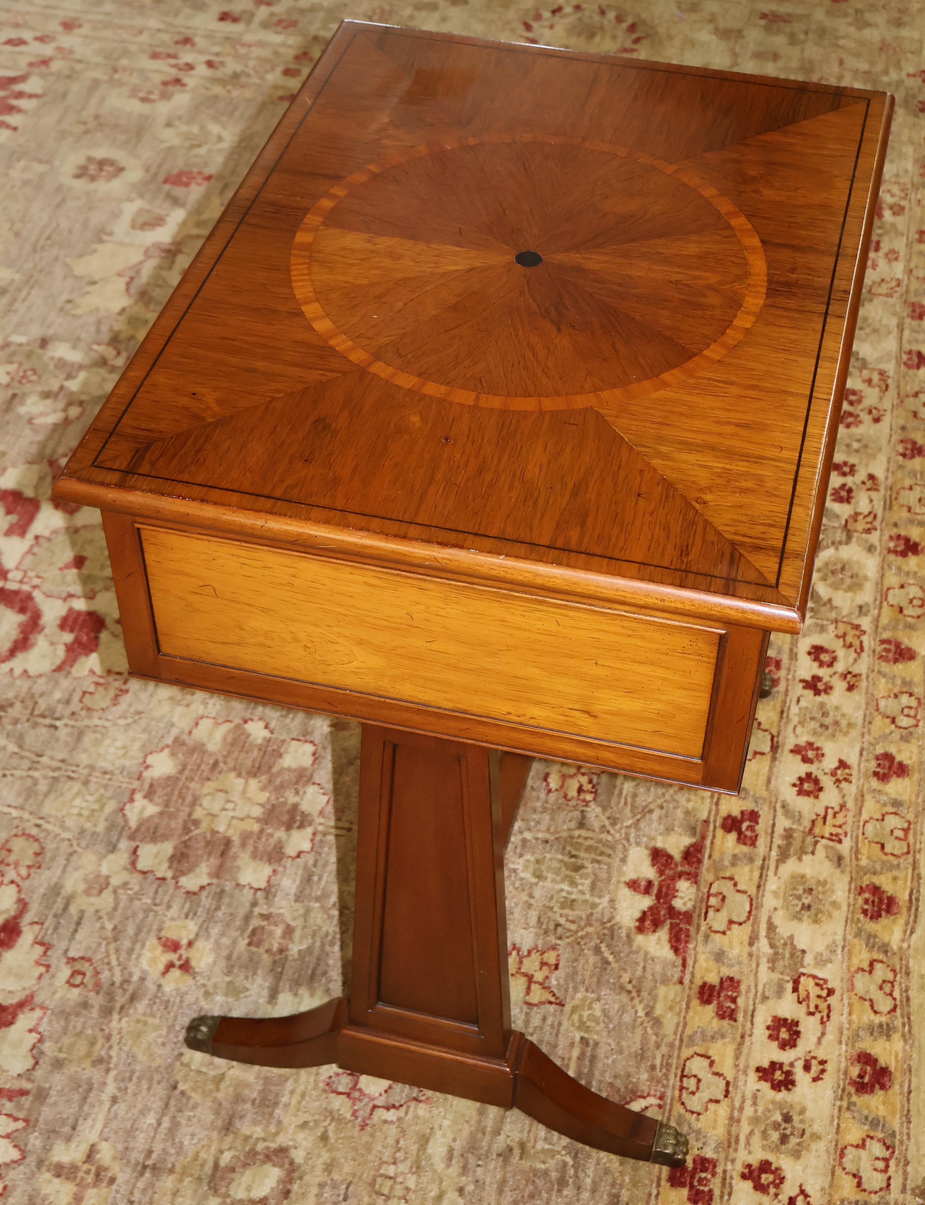 Beacon Hill Furniture Regency Style Two Drawer Inlaid Mixed Wood Stand End Table For Sale 6