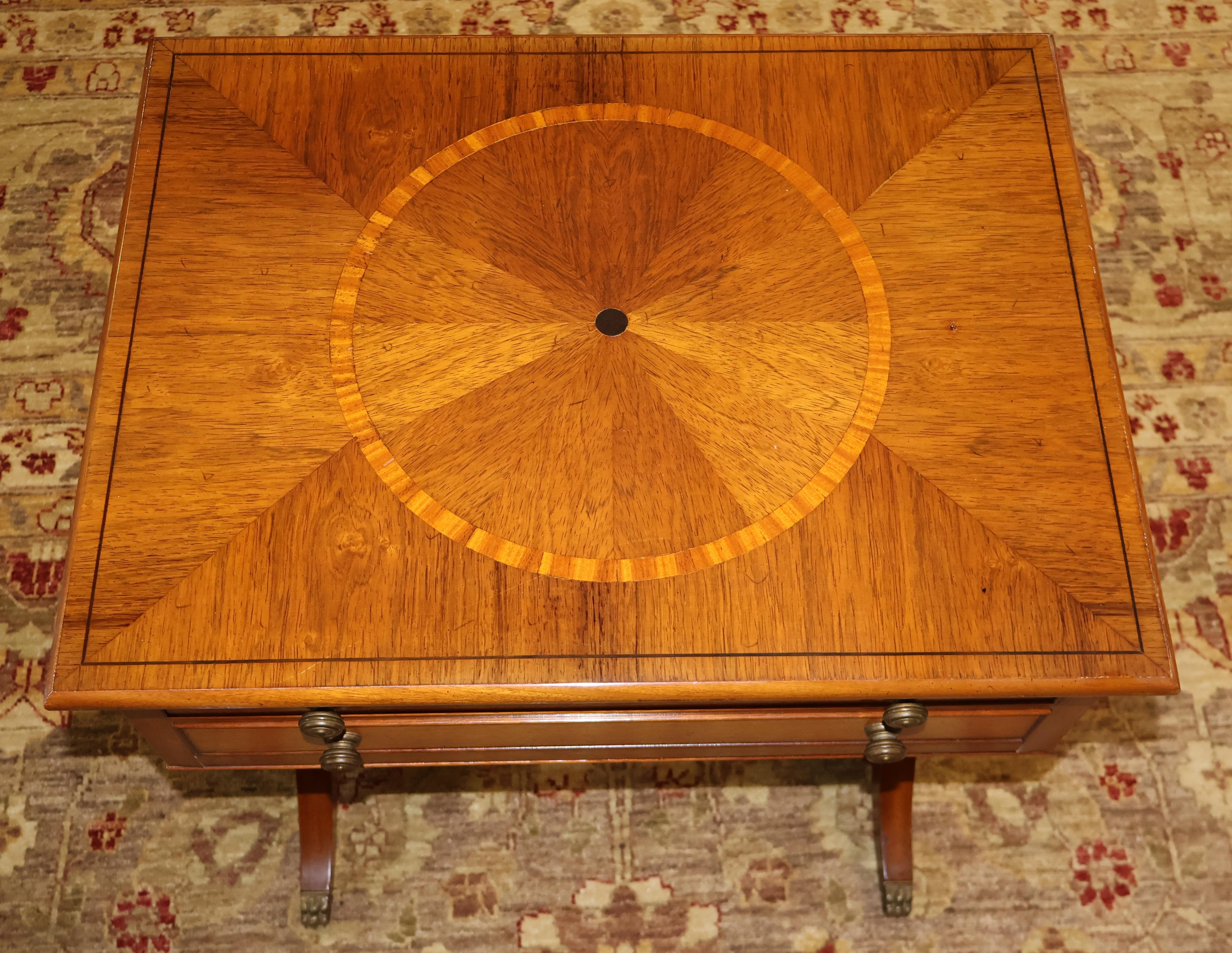 Beacon Hill Furniture Regency Style Two Drawer Inlaid Mixed Wood Stand End Table For Sale 7