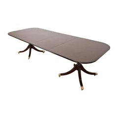 Beacon Hill Georgian Double Pedestal Extension Dining Table, Newly Refinished