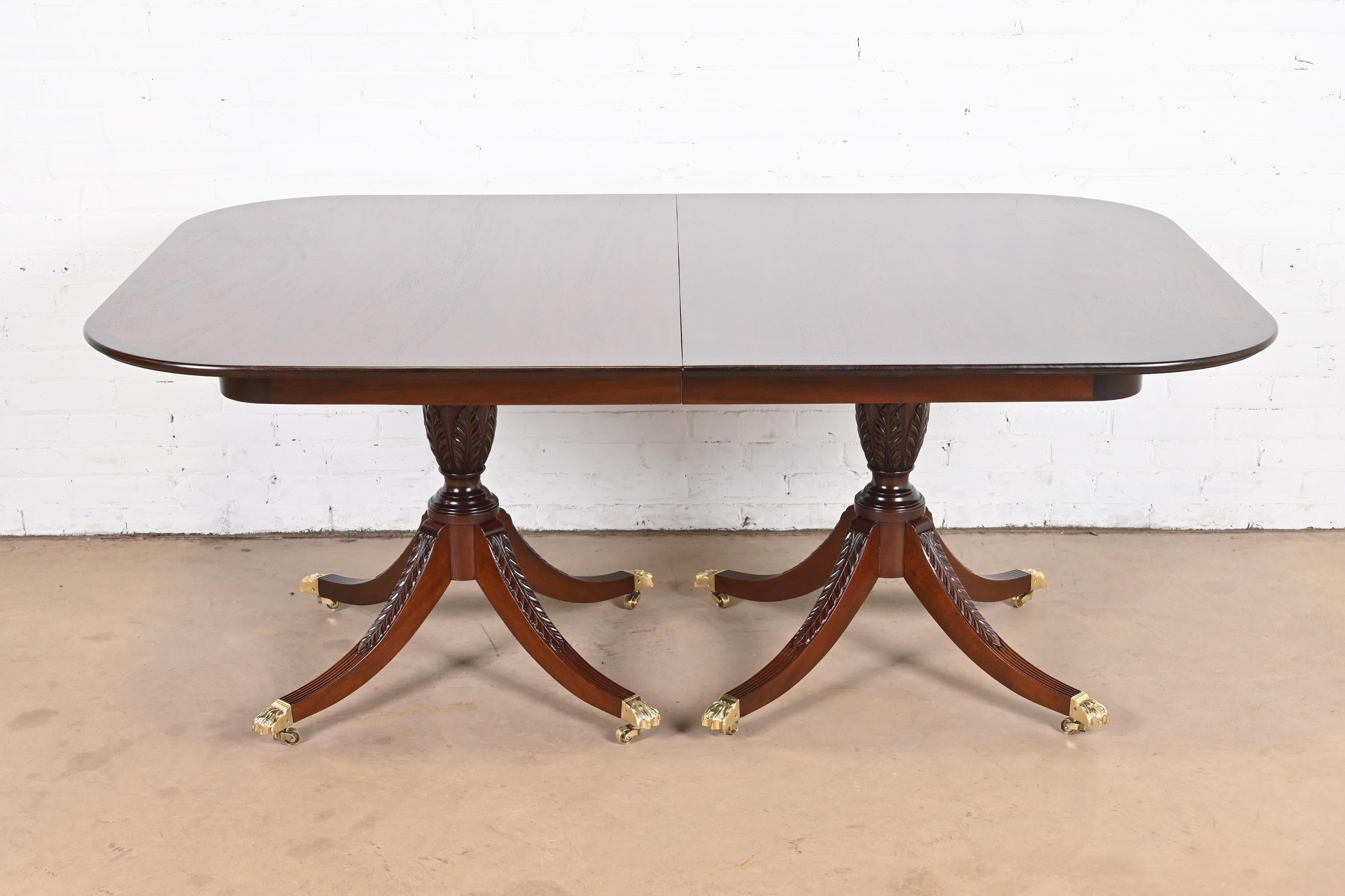 Beacon Hill Georgian Mahogany Double Pedestal Dining Table, Newly Refinished 5