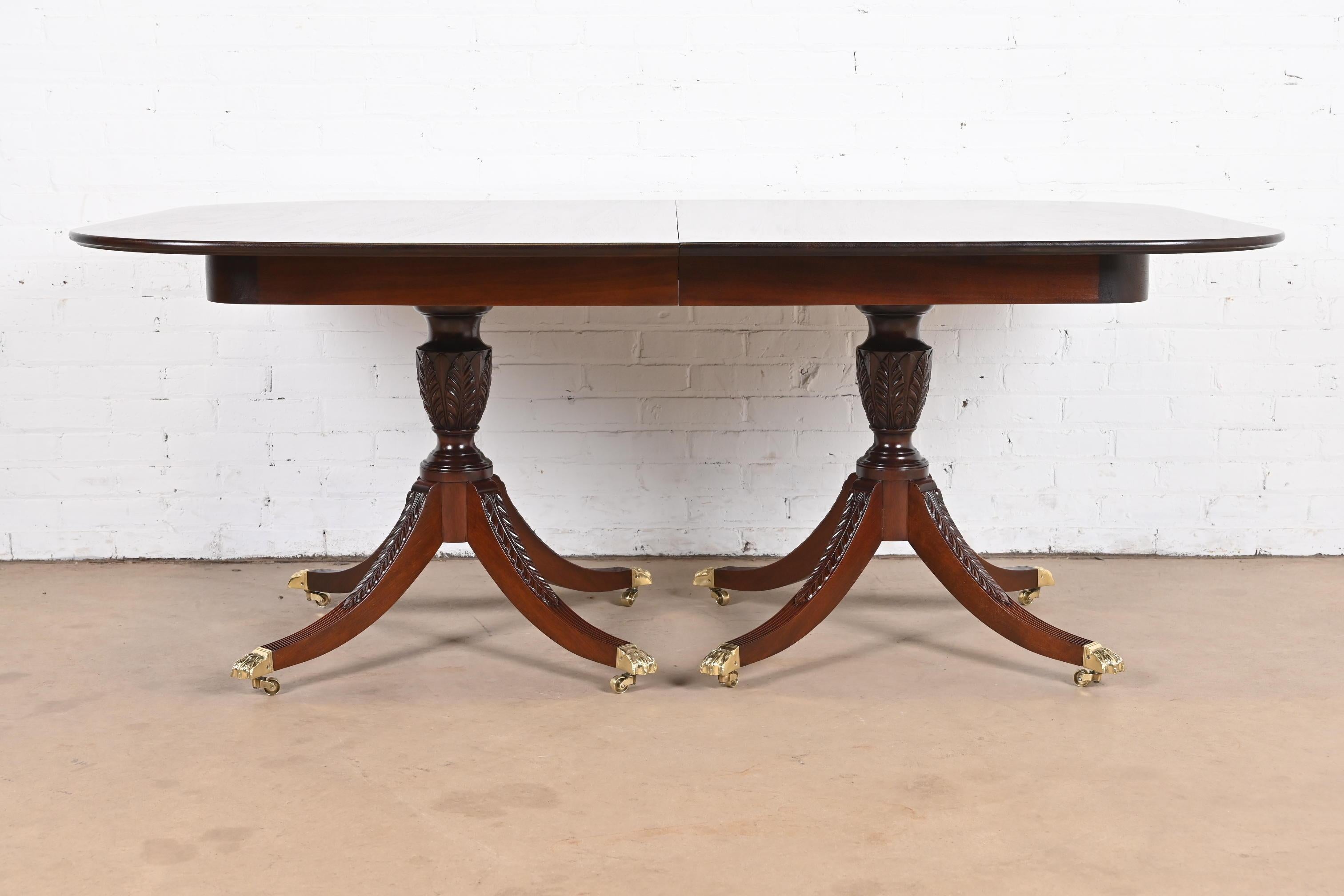 Beacon Hill Georgian Mahogany Double Pedestal Dining Table, Newly Refinished 6
