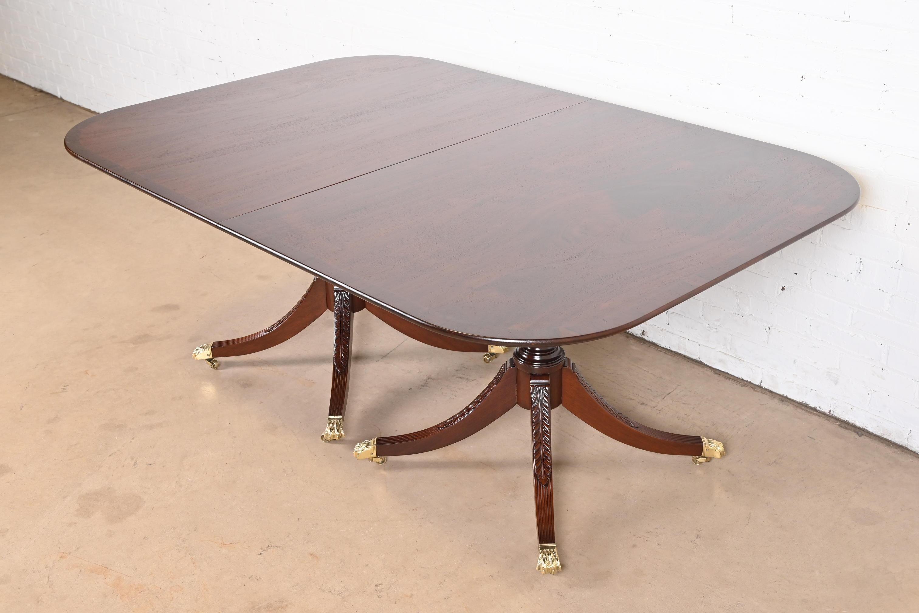 Beacon Hill Georgian Mahogany Double Pedestal Dining Table, Newly Refinished 7