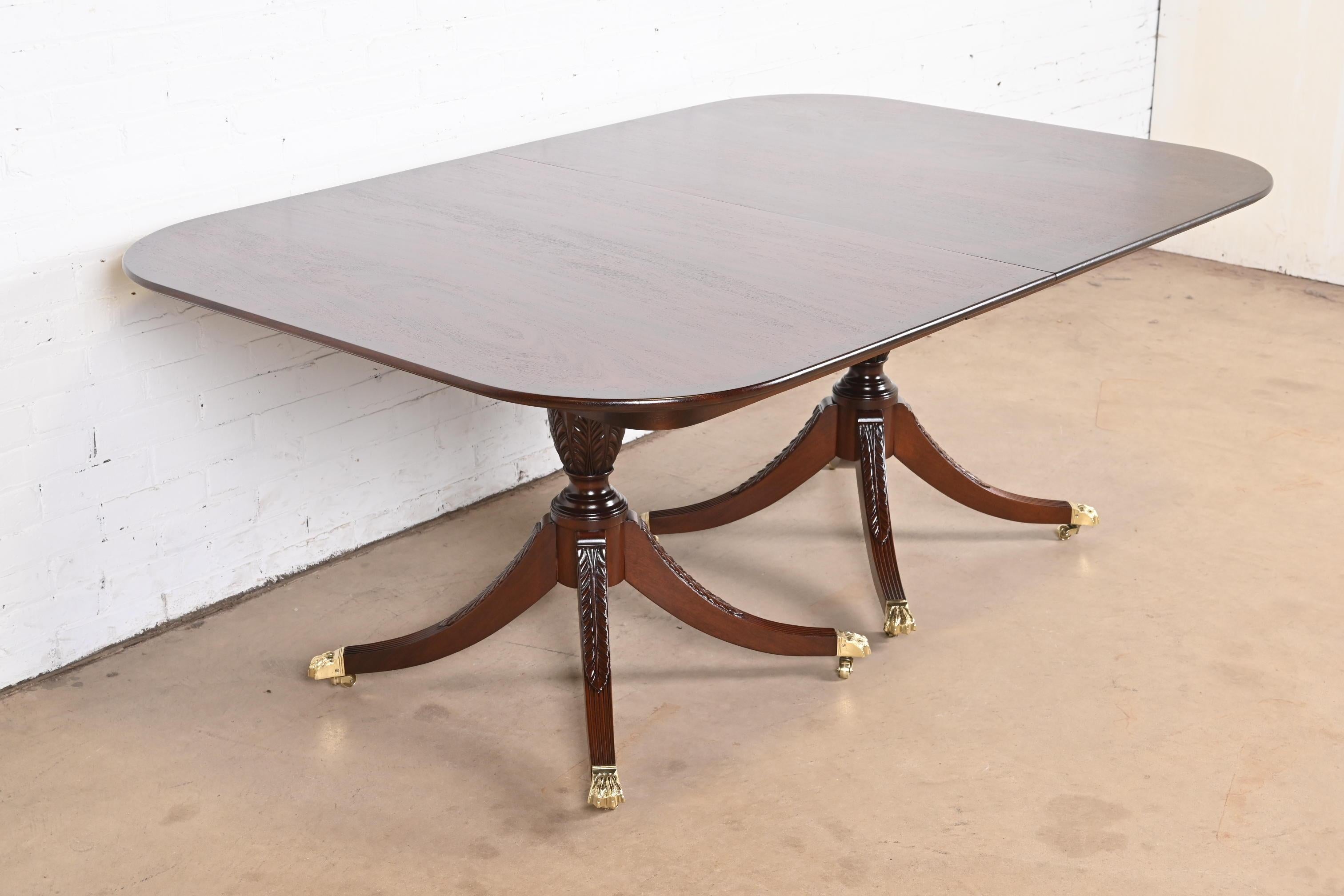 Beacon Hill Georgian Mahogany Double Pedestal Dining Table, Newly Refinished 8
