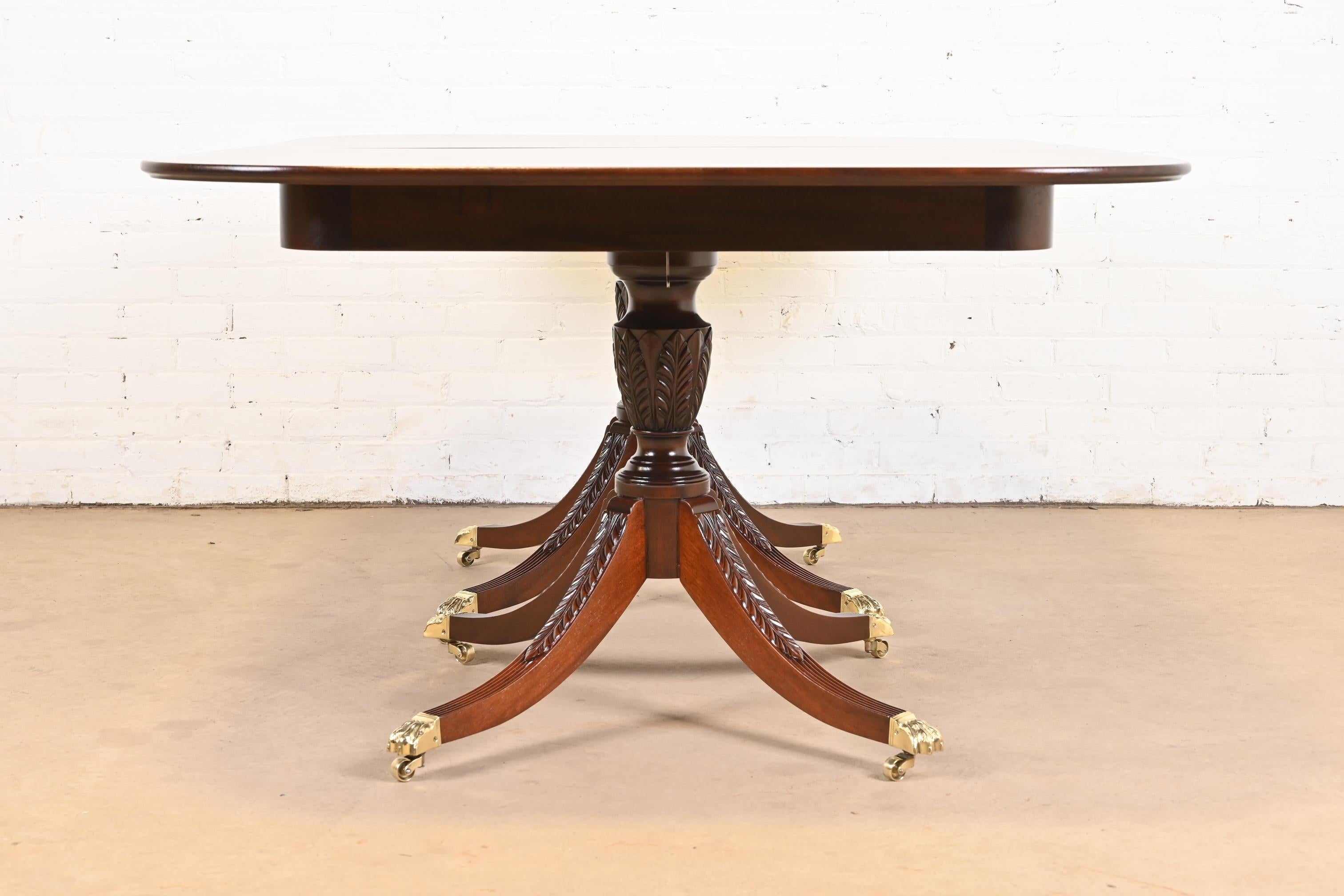 Beacon Hill Georgian Mahogany Double Pedestal Dining Table, Newly Refinished 11