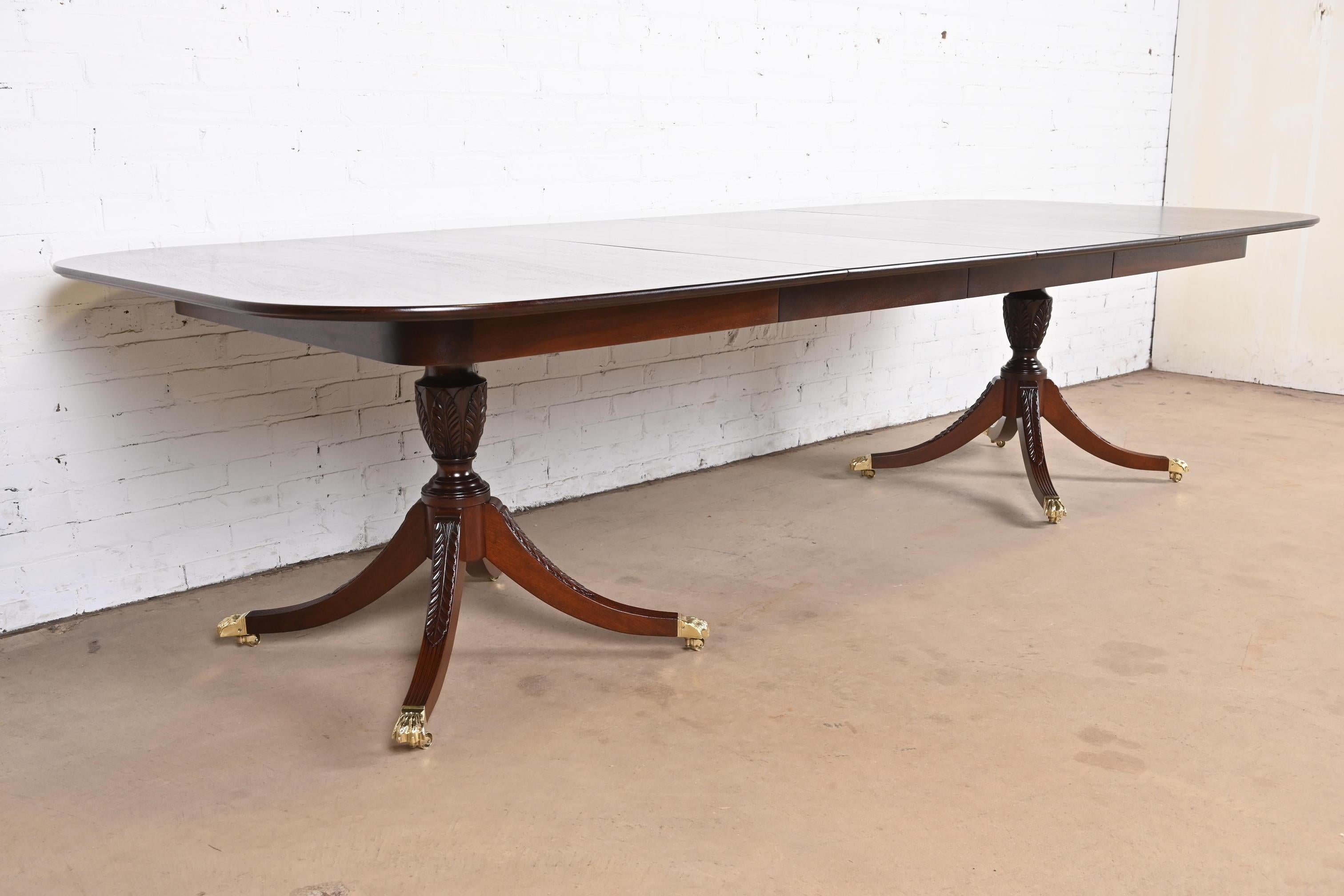 Beacon Hill Georgian Mahogany Double Pedestal Dining Table, Newly Refinished 1