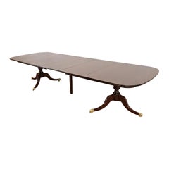 Beacon Hill Georgian Mahogany Pedestal Extension Dining Table, Newly Refinished