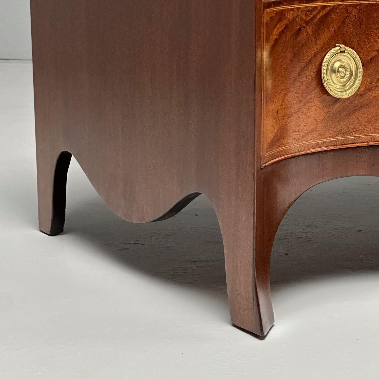 Beacon Hill, georgianische Serpentinenkommoden, Mahagoni, Flammenholz, Messing, 1960er Jahre im Angebot 5