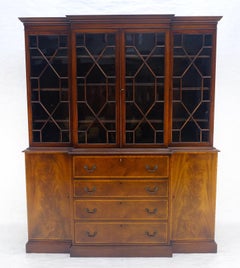 Beacon Hill Individual Panes Bubble Glass Doors Mahogany Butler Desk Breakfront