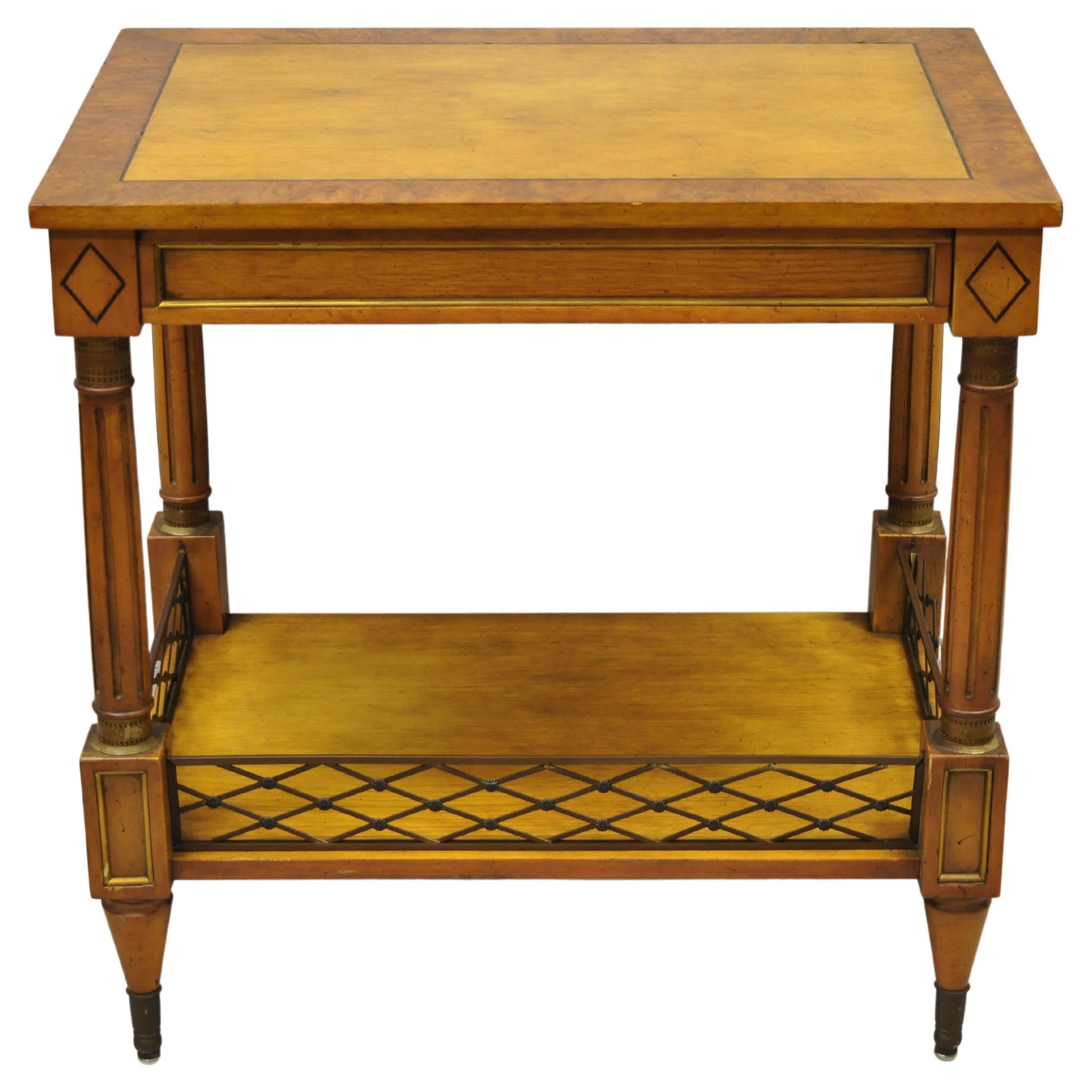 Beacon Hill Italian Regency Neoclassical One Drawer Burl Wood Accent Side Table