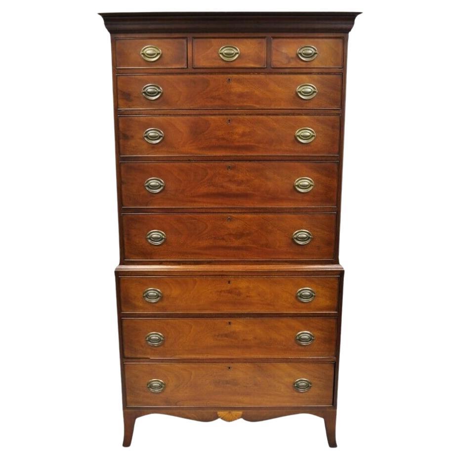 Beacon Hill Mahogany Federal Style 10 Drawer Highboy Chest on Chest Dresser