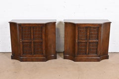 Beacon Hill Regency Walnut Cabinets or Bedside Chests, Pair