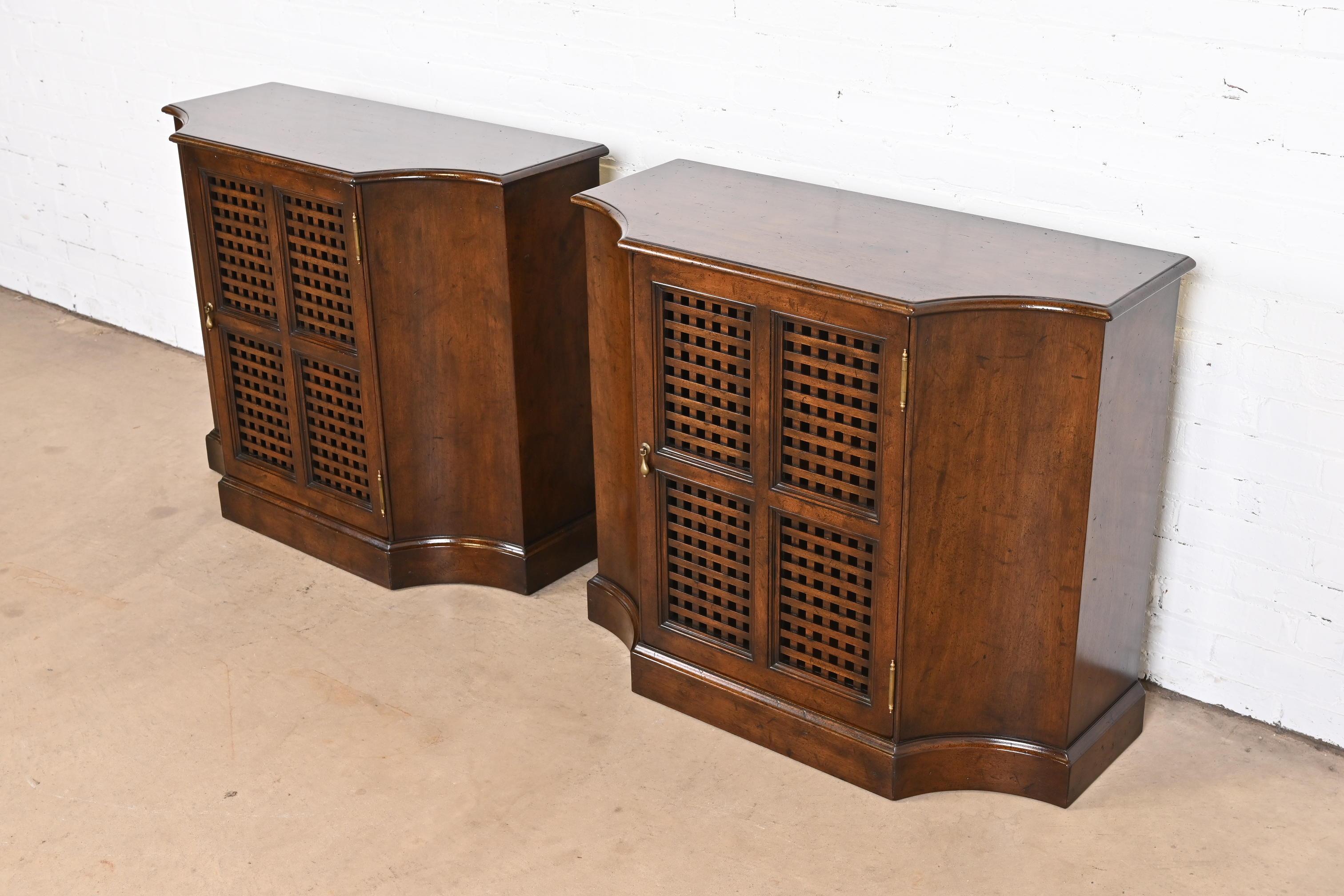 Beacon Hill Regency Walnut Cabinets or Bedside Chests, Pair In Good Condition For Sale In South Bend, IN
