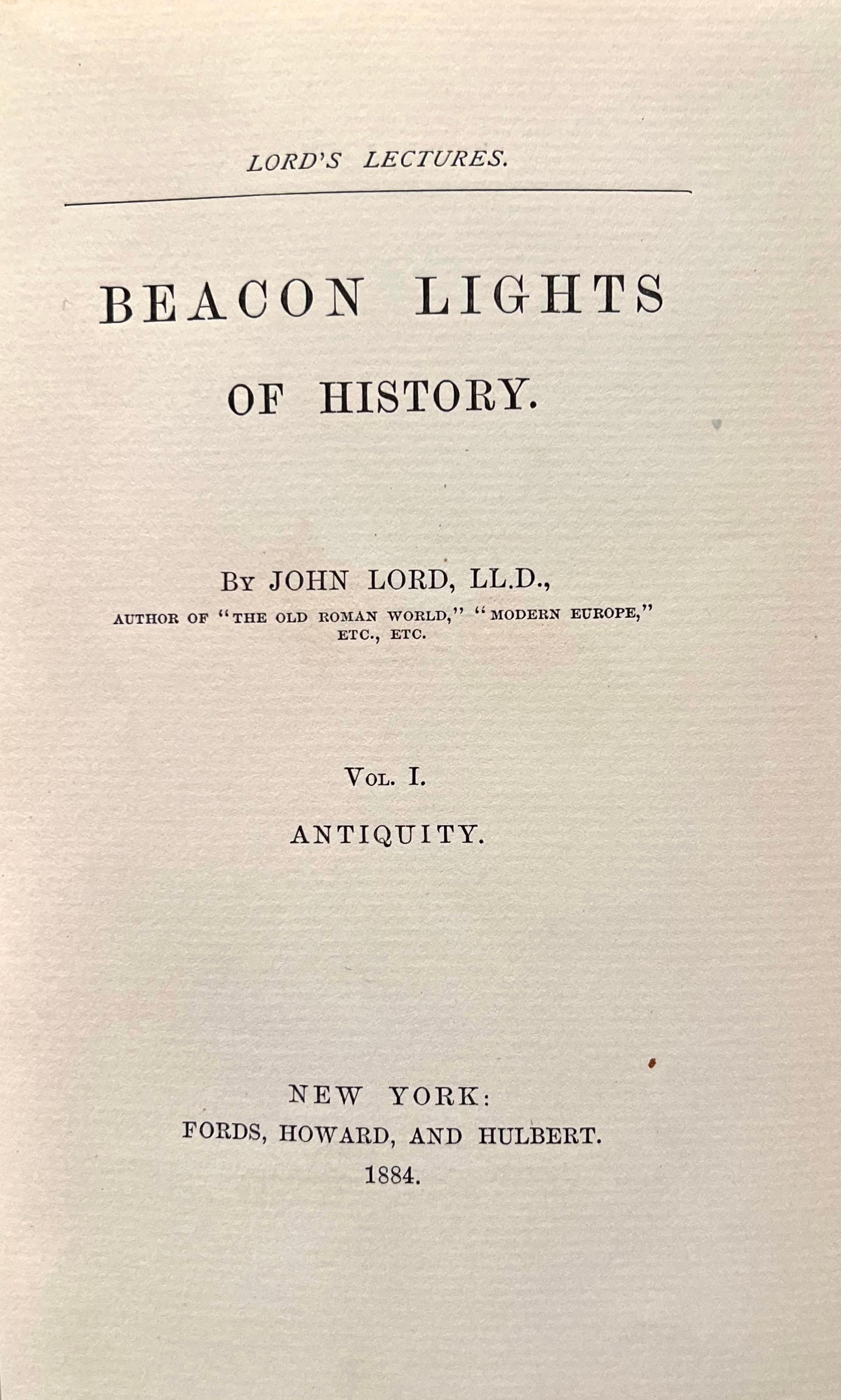 Beacon Lights of History by John Lord in 5 volumes For Sale 1