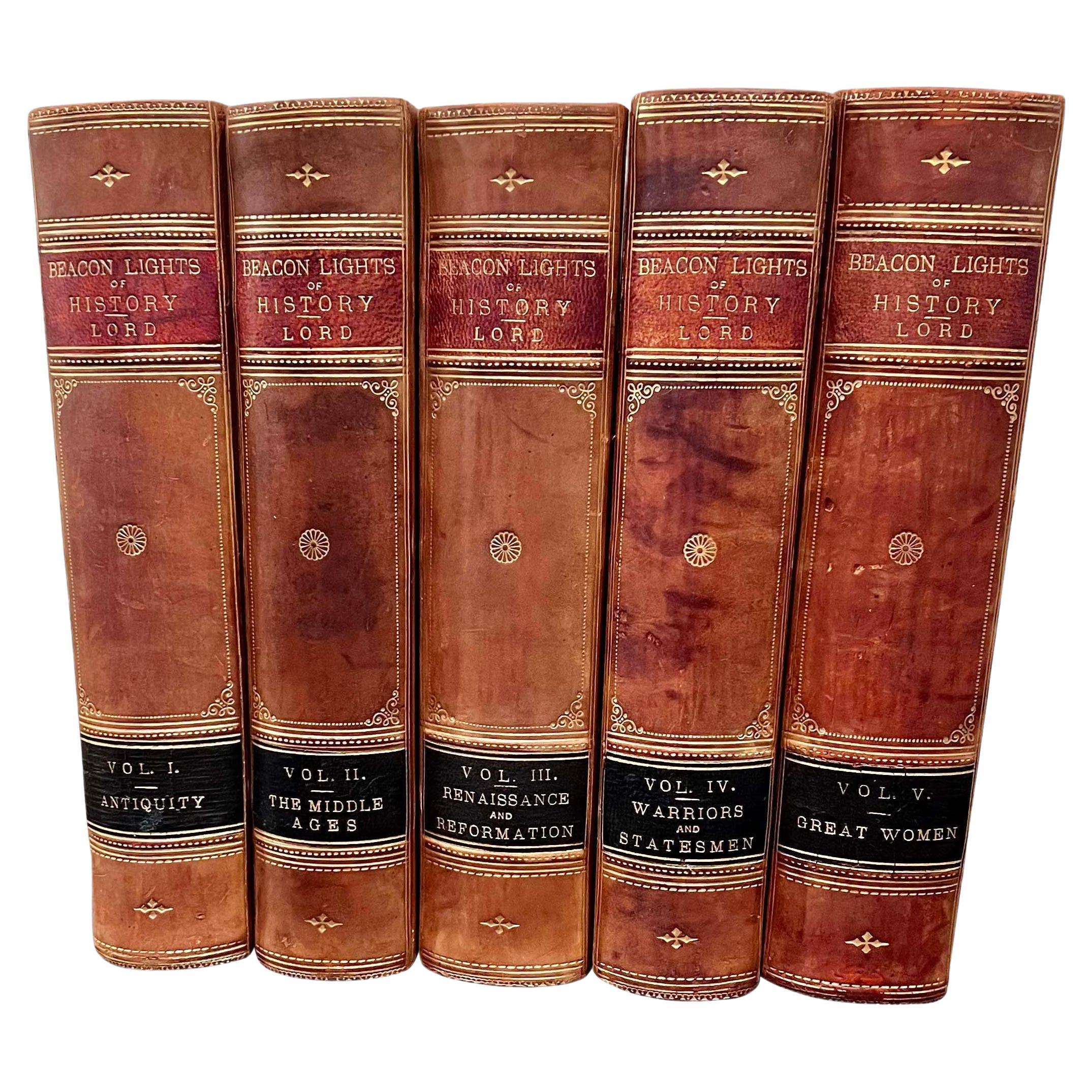 Beacon Lights of History by John Lord in 5 volumes For Sale