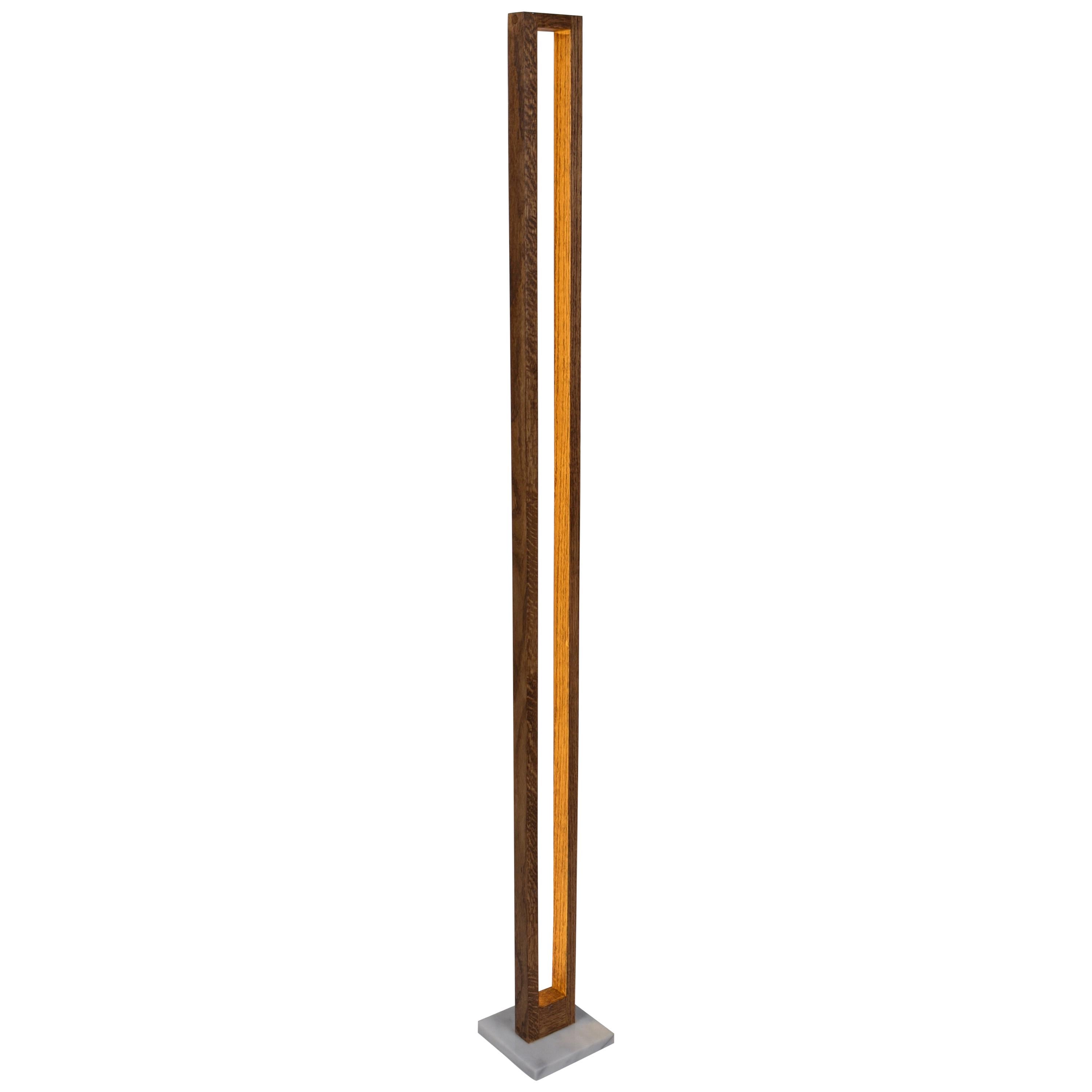 Beacon, Minimalist Wooden Led Floor Lamp with Marble Base