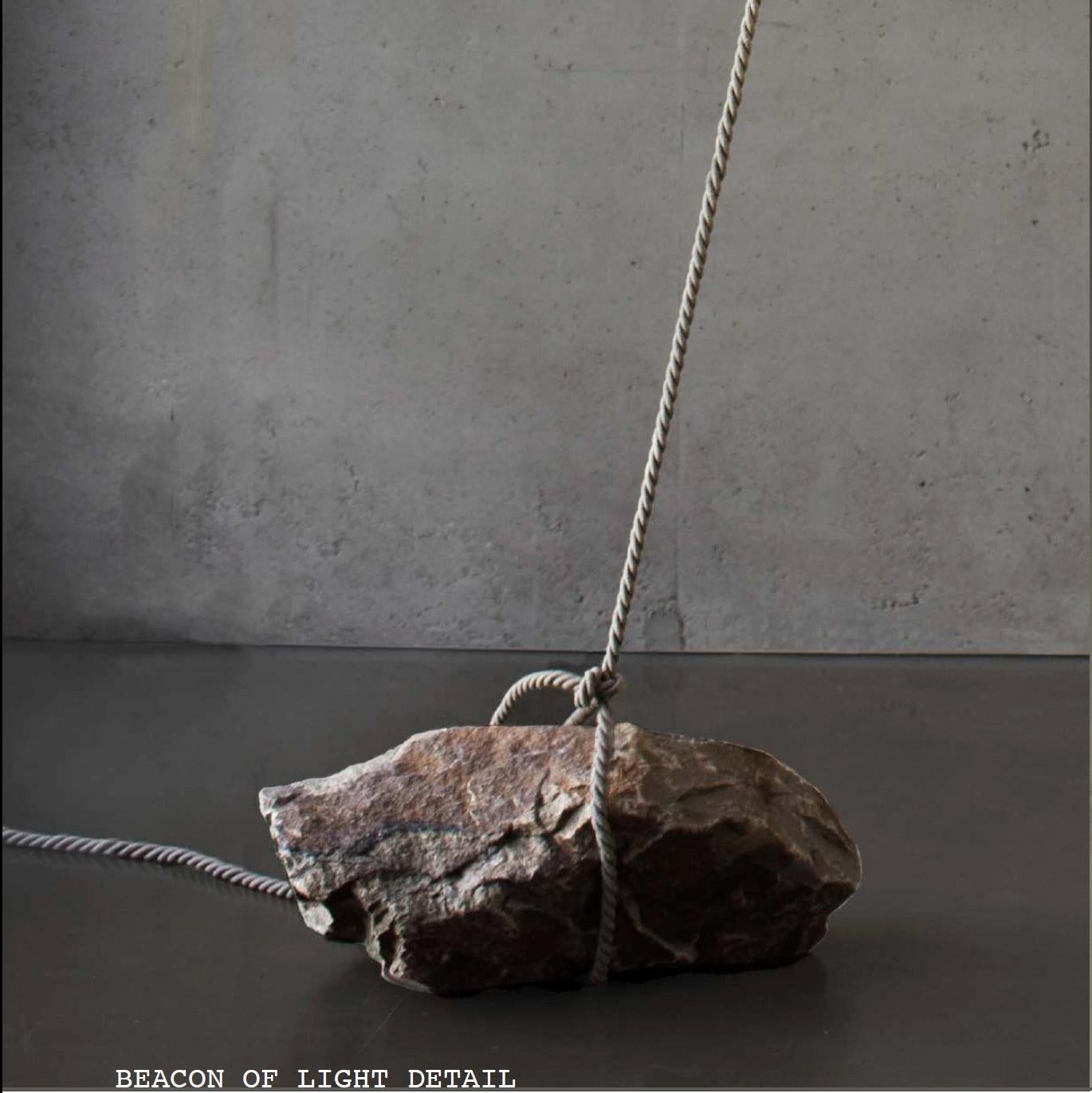Beacon of Light D30 Glass Ball Sculptural Natural Stone Pendant Floor Lamp For Sale 1
